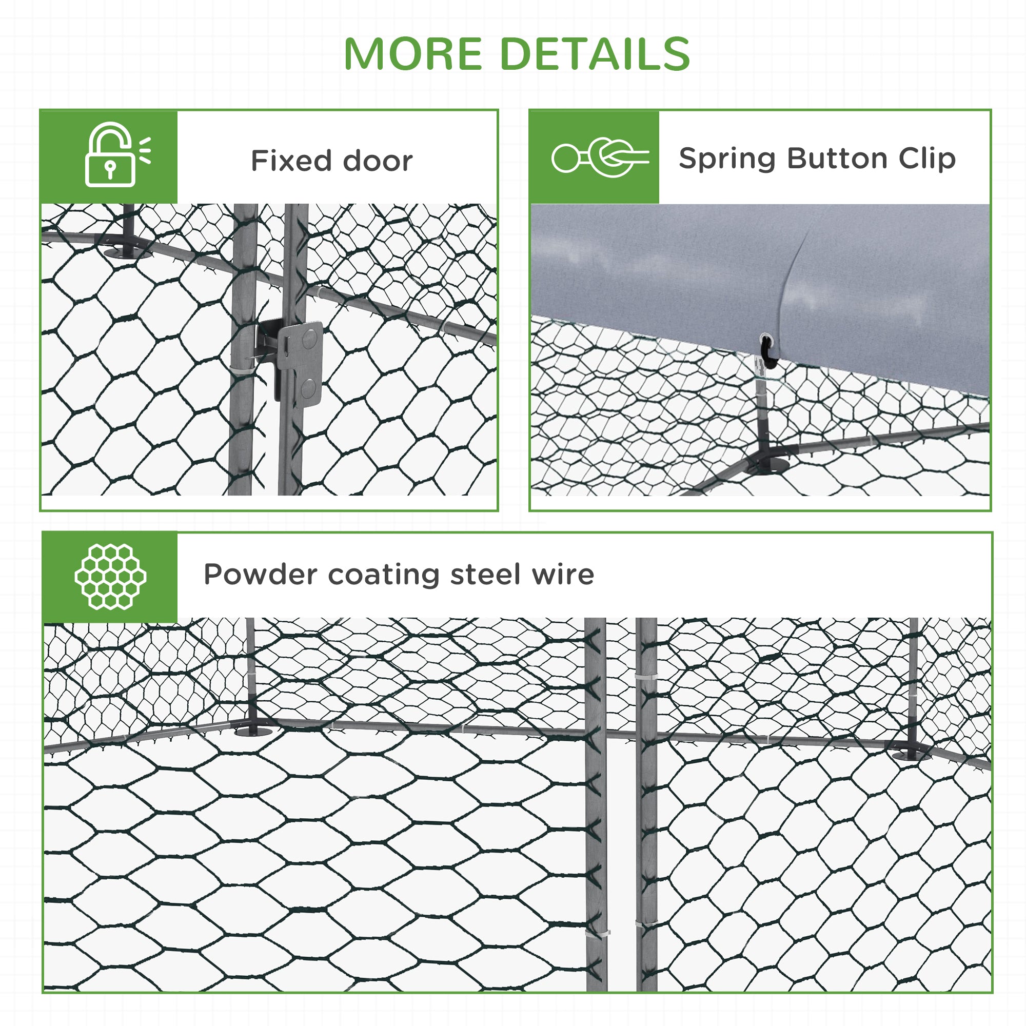17.1 ft x 15.7 ft Chicken Run for 19-25 Chickens with Cover - Silver - Image 7