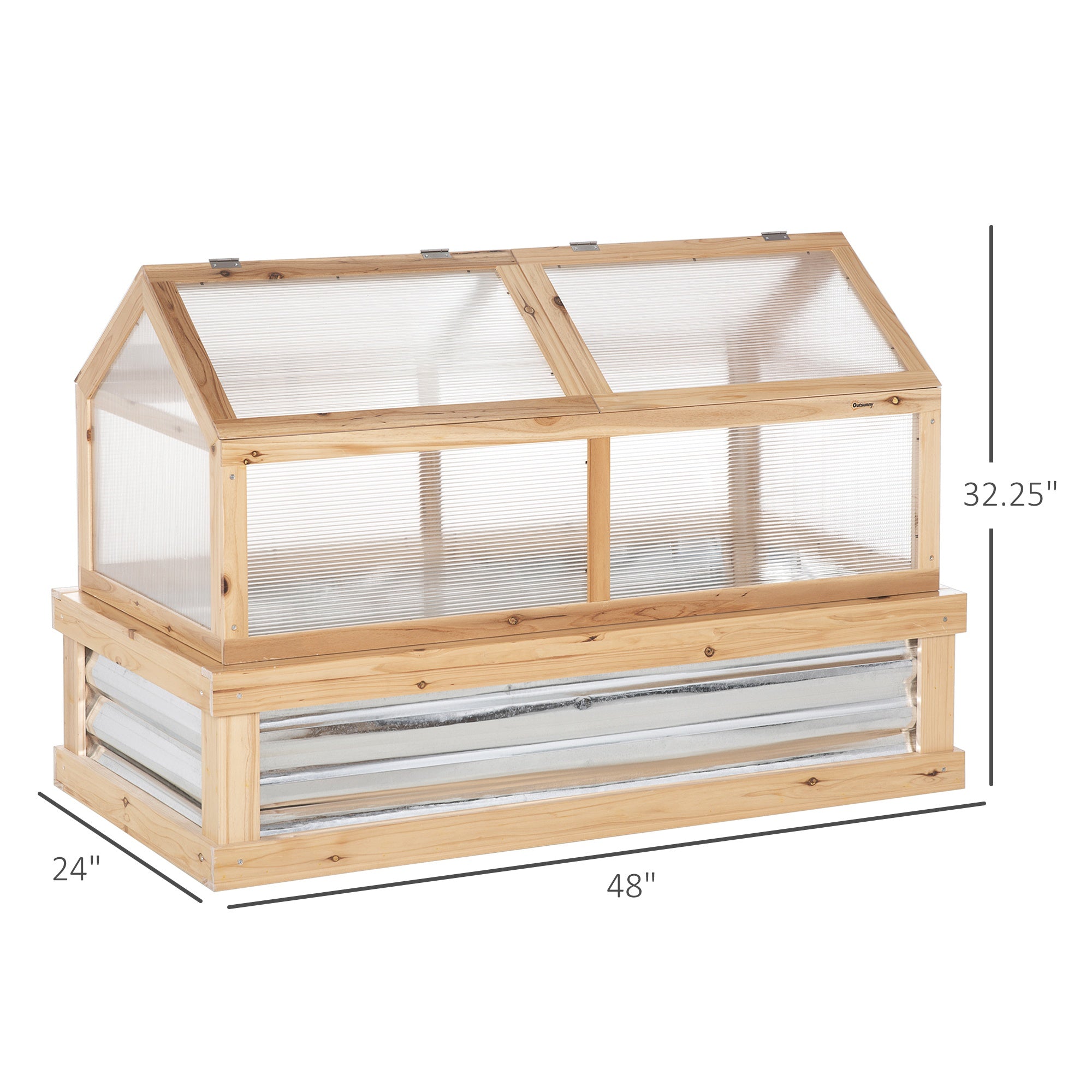 48" x 24" x 32.25" Elevated Planting Beds Garden Wooden Cold Frame Greenhouse Flower Planter Protection Wood - Natural wood finish - Image 3