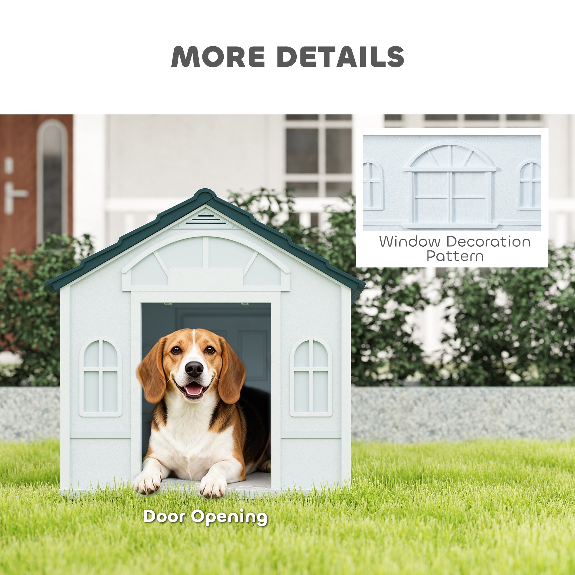 Plastic Dog House for Medium and Small Dogs, Water Resistant Puppy Shelter Indoor Outdoor with Door, Easy to Assemble, Blue - Blue - Image 6