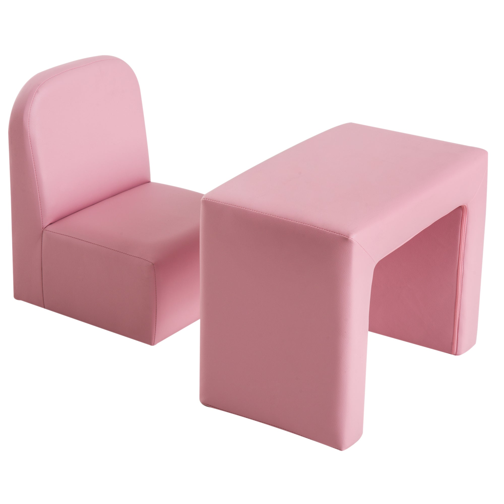 2-in-1 Convertible Table and Chair Set for Boys Girls for Boys Girls, Pink