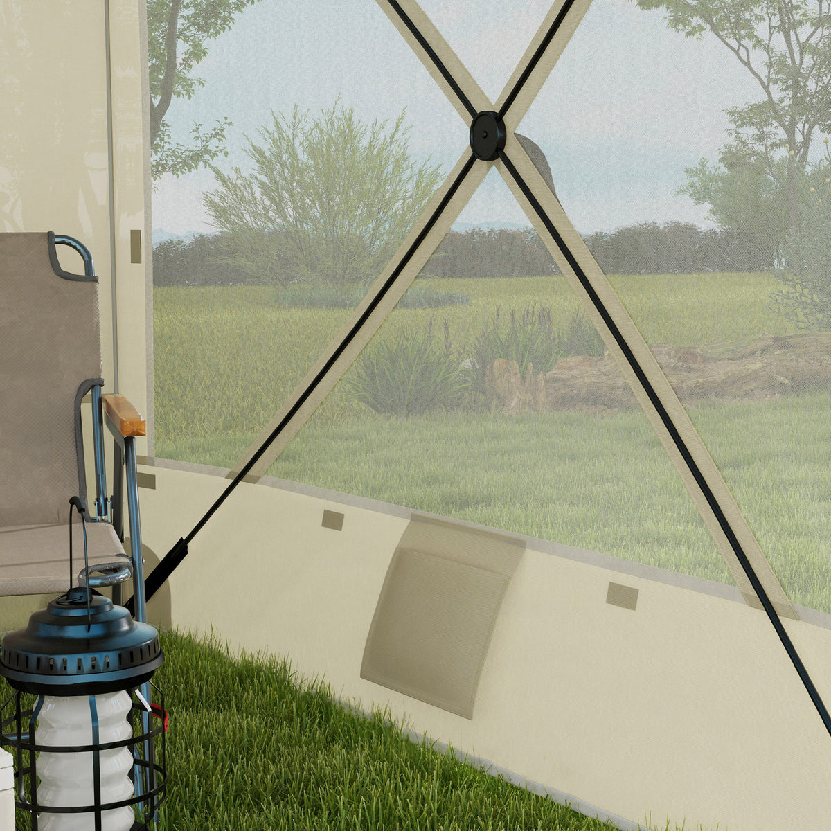 7' x 8' Pop Up Canopy Tent, Camping Tent Sun Shade Shelter with Curtains, Nettings and Carrying Bag, UV-Resistant
