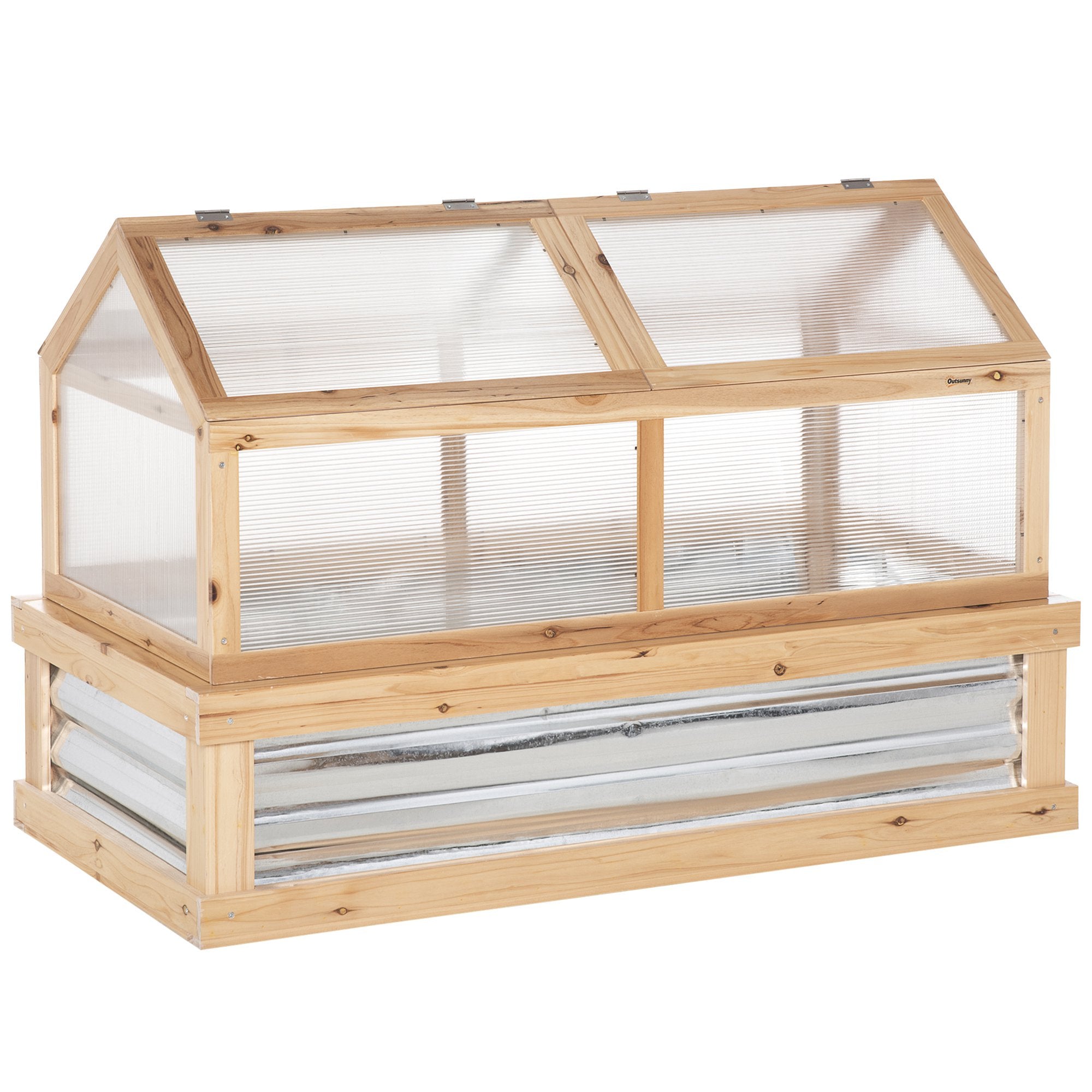 48" x 24" x 32.25" Elevated Planting Beds Garden Wooden Cold Frame Greenhouse Flower Planter Protection Wood - Natural wood finish