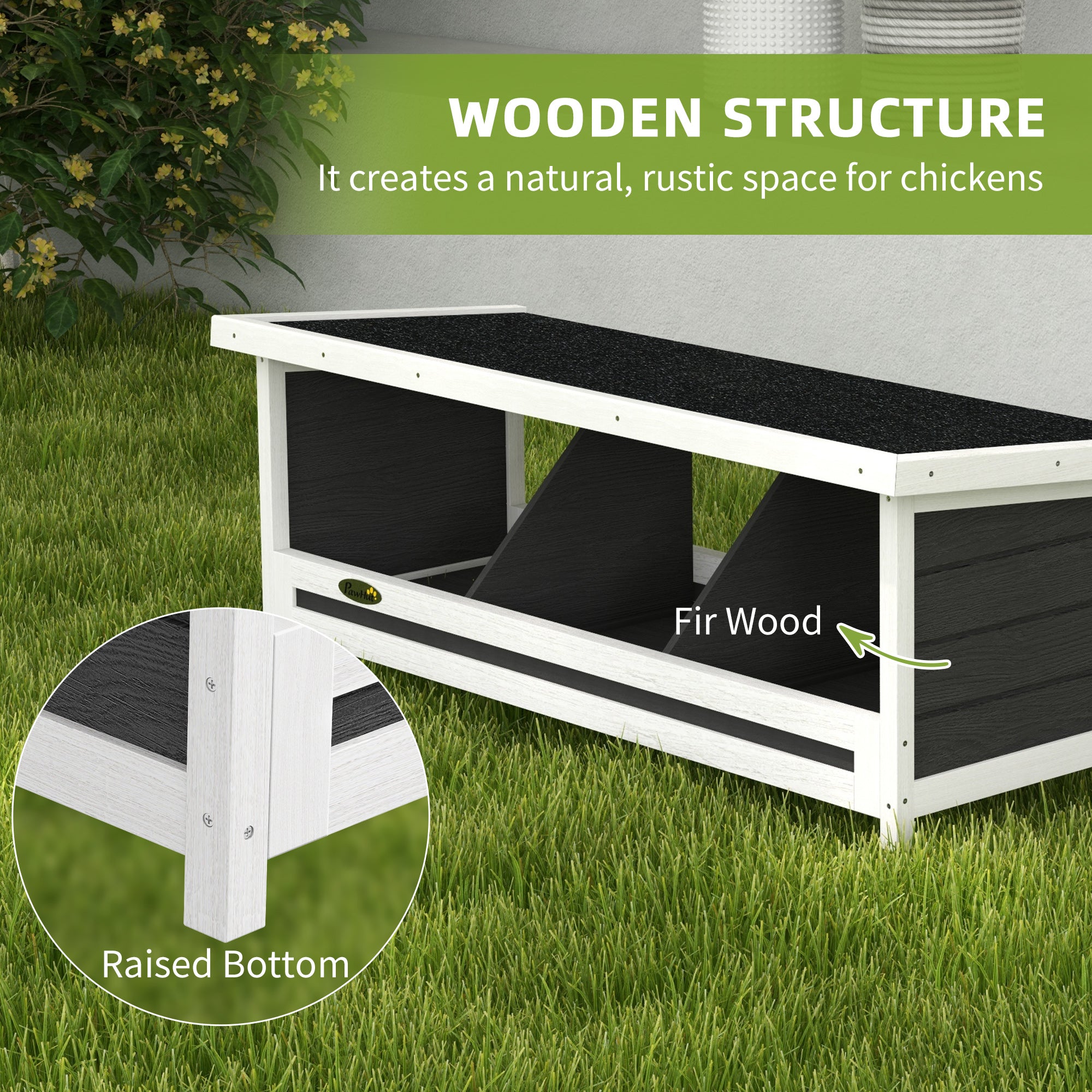 Wood Nesting Boxes Chicken Coop Accessories for Up to 3 Chickens, with Asphalt Roof, Gray - Gray - Image 5