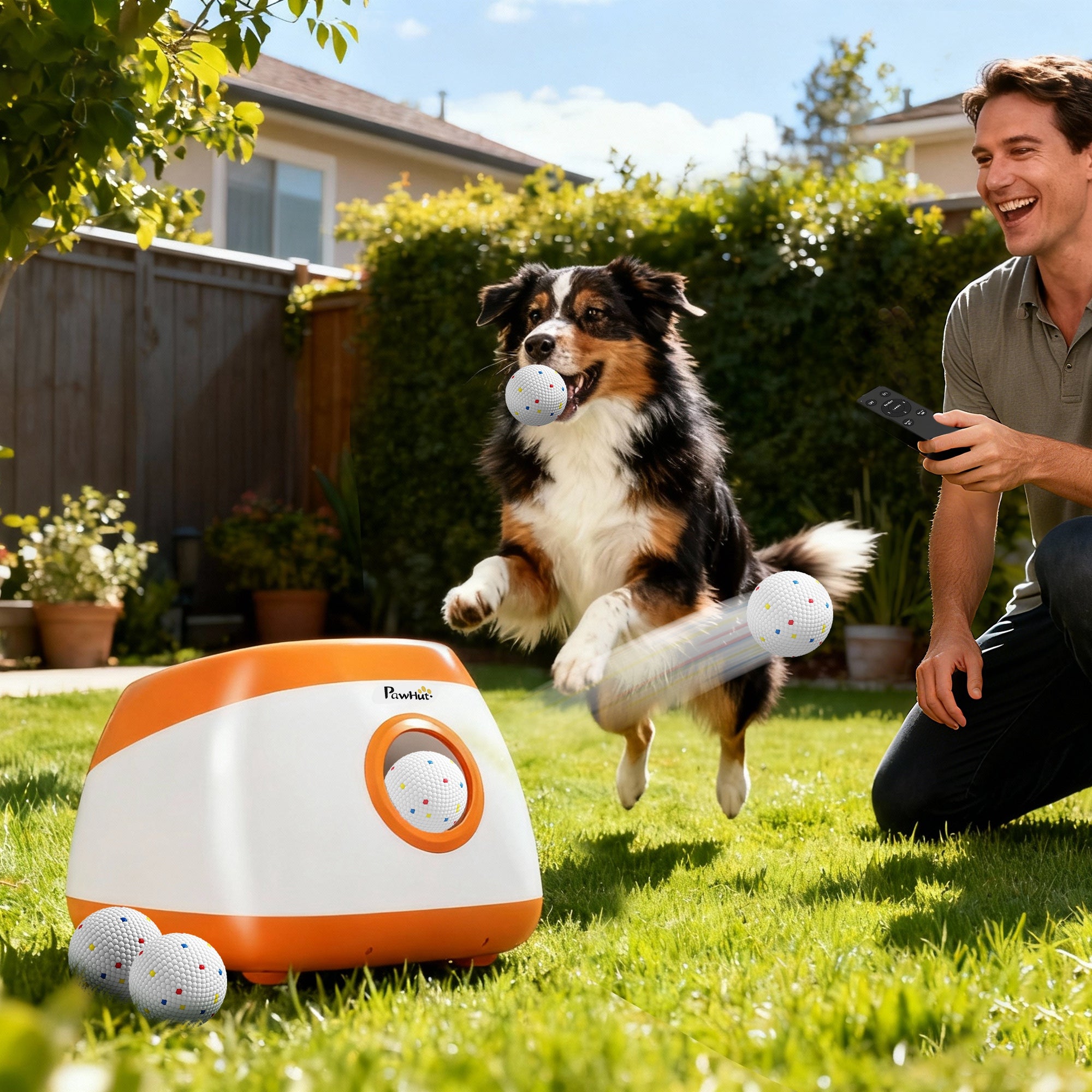 Automatic Dog Ball Launcher with 26-80 FT Distance, Automatic Ball Launcher for Medium and Large Dogs, Orange - Orange - Image 2