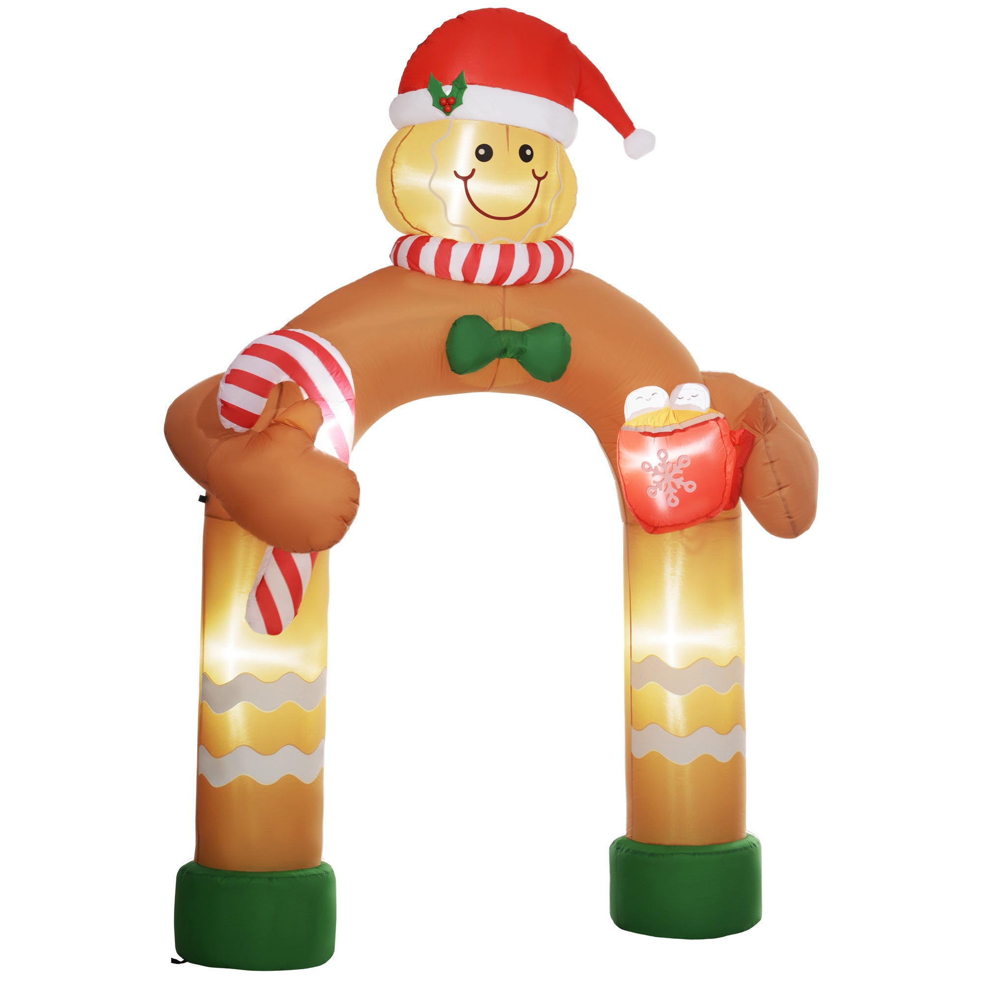 9.2' Inflatable Gingerbread Man Arch w/ White LED Lights, Blow-Up Outdoor Display for Party