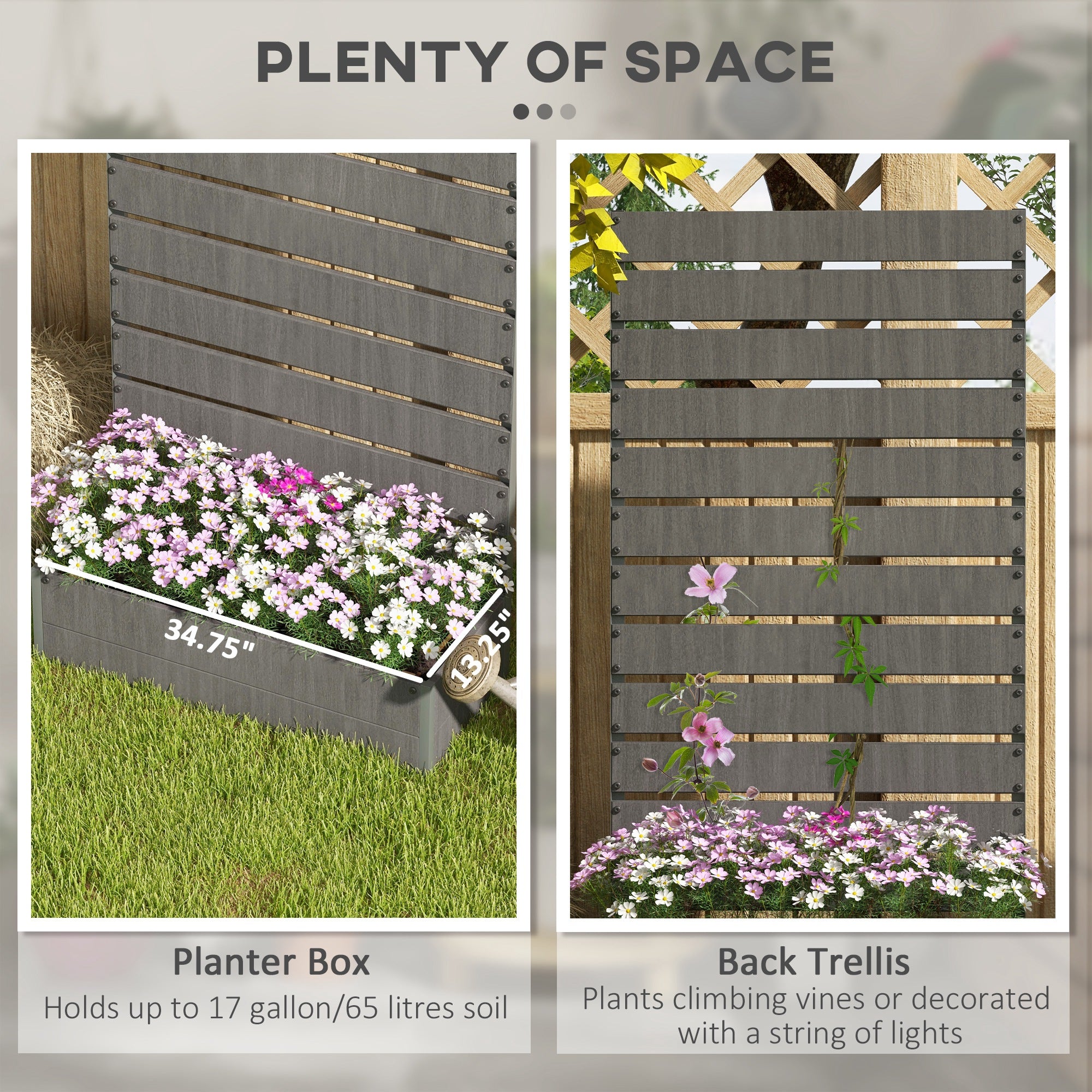 Trellis Planter for Climbing Plants, Raised Garden Bed with Trellis, Planter Box for Outdoor Garden, Dark Gray - Dark Gray - Image 4