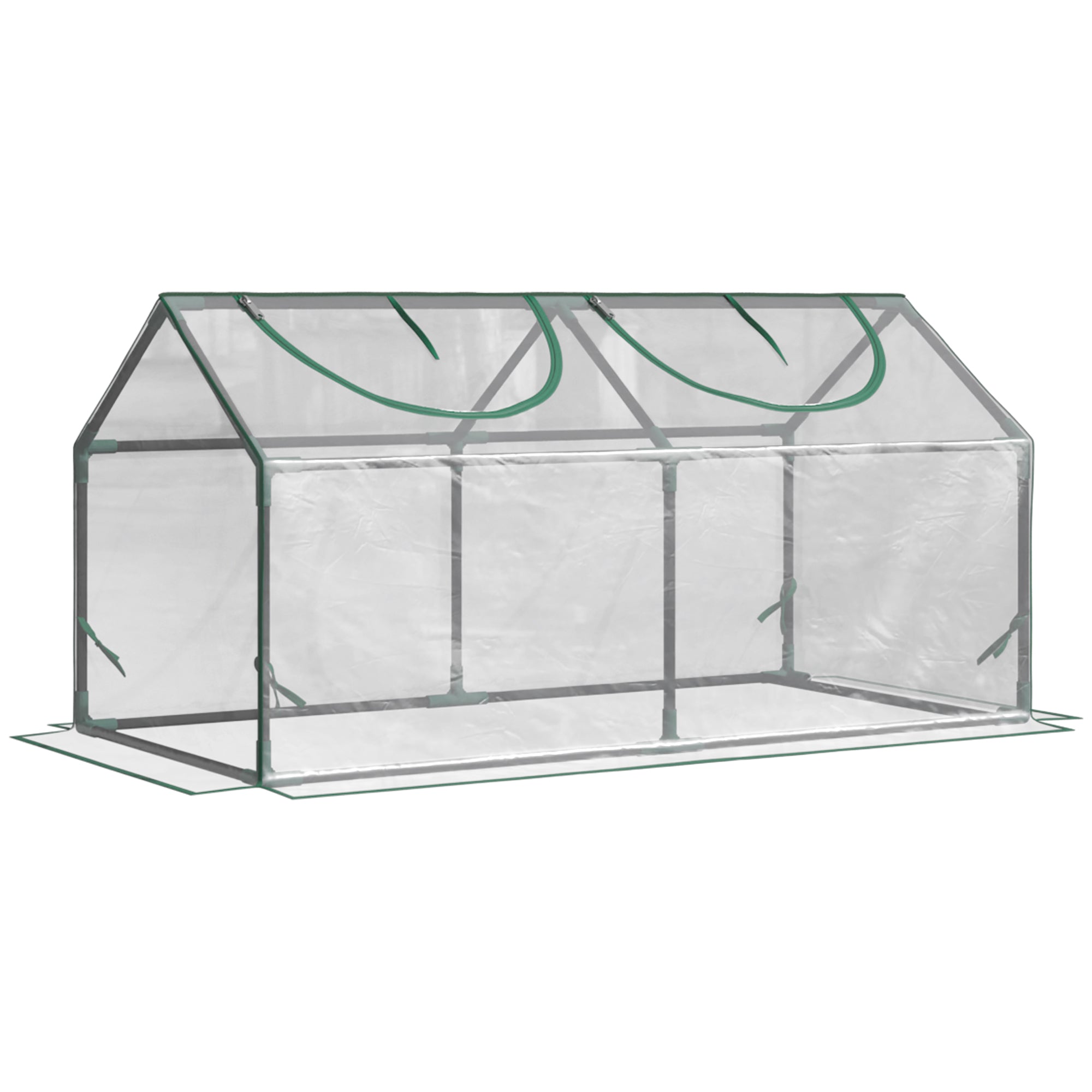 4' x 2' x 2' Portable Mini Greenhouse, Small Green House with PVC Cover, Roll-up Zippered Windows for Indoor, Outdoor Garden, Clear - Clear