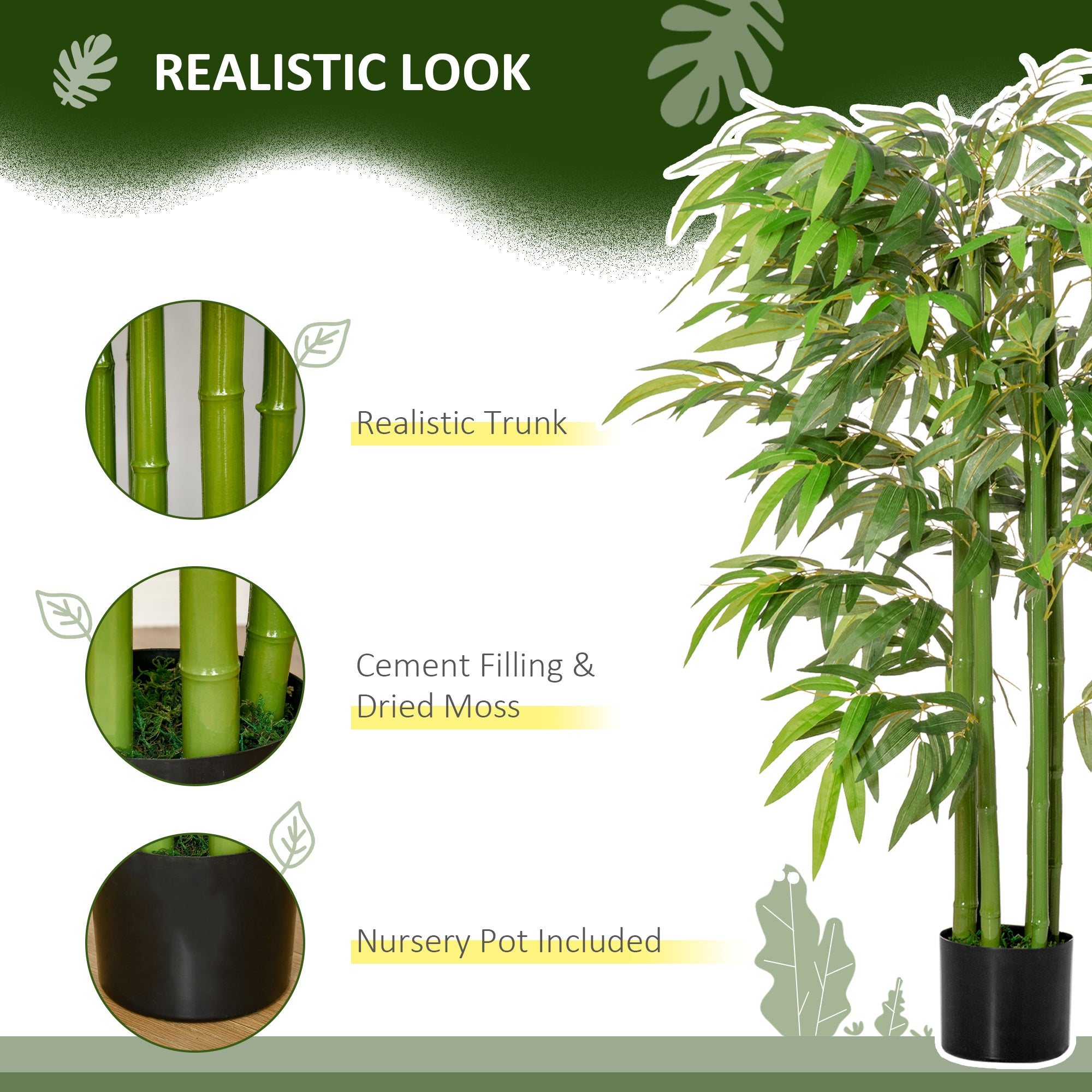 4.5FT Artificial Bamboo Tree, Decorative Faux Plant in Nursery Pot for Indoor or Decor