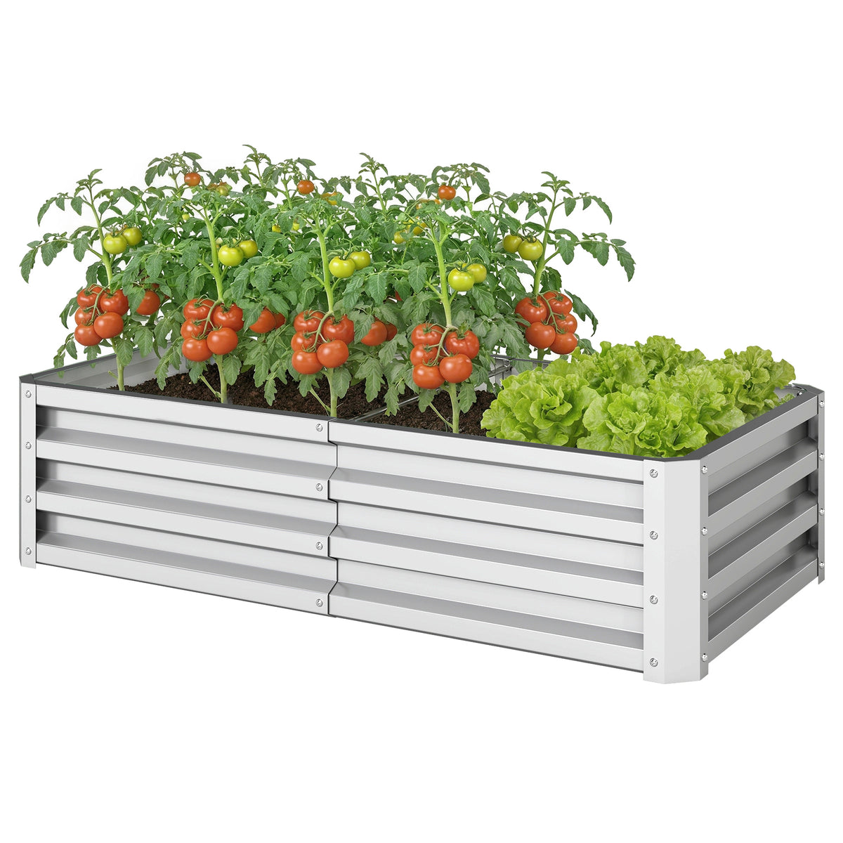 Galvanized Raised Garden Bed, 4' x 2' x 1' Metal Planter Box, for Growing Vegetables, Flowers, Herbs, Succulents, Green