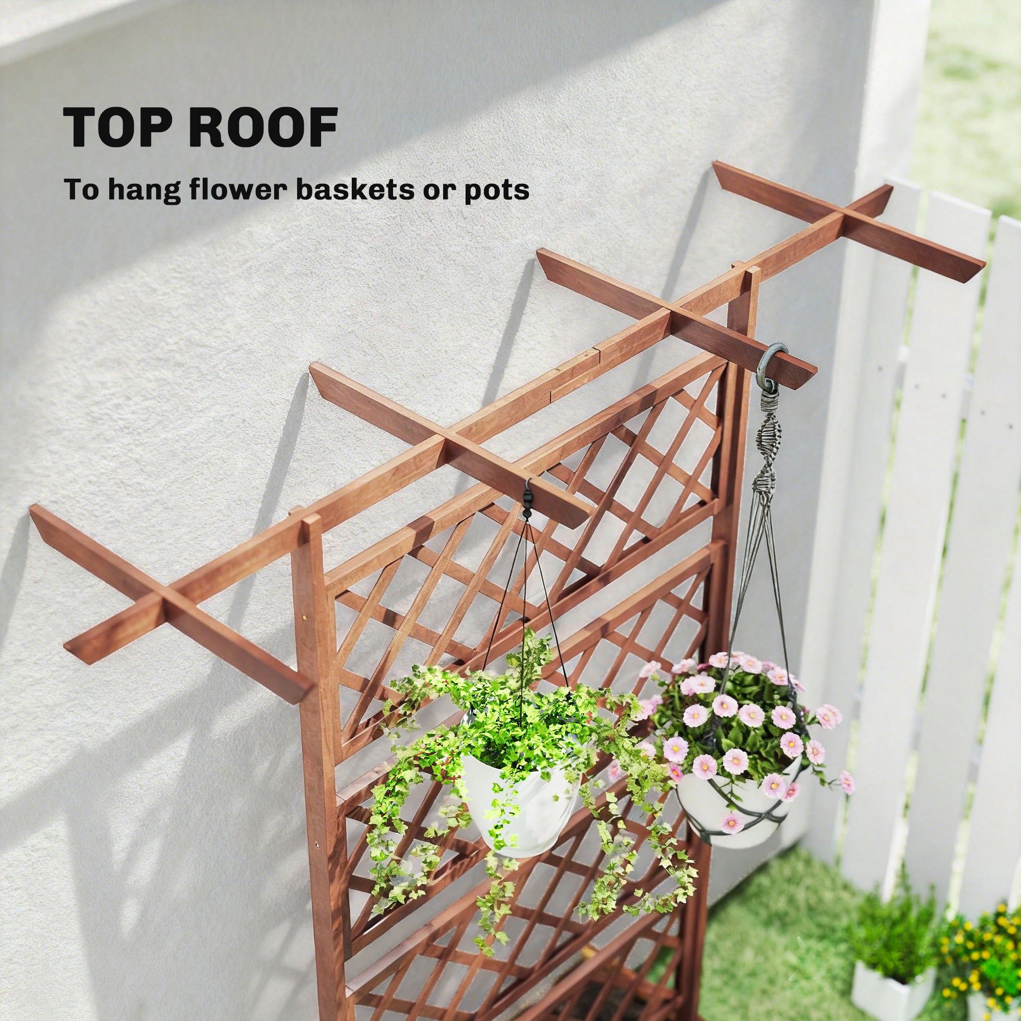 Wooden Trellis Planter Box, Raised Garden Bed to Grow Vegetables, Herbs and Flowers - Orange - Image 5
