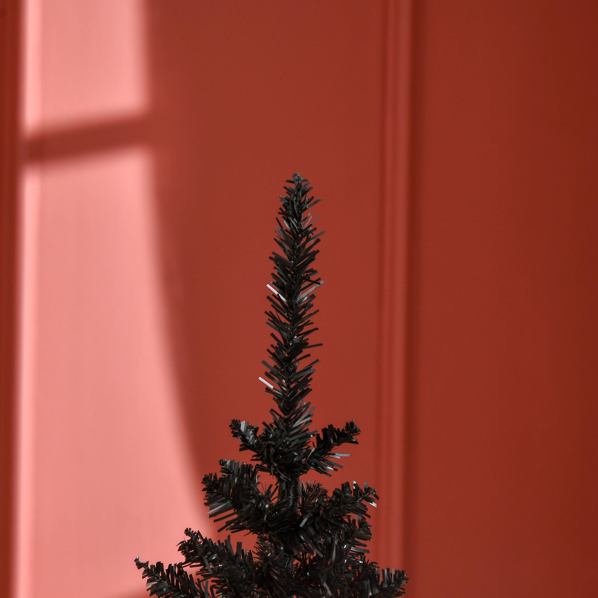 5' Artificial Pencil Christmas Tree, Slim Xmas Tree with 294 Realistic Branch Tips and Plastic Stand, Black