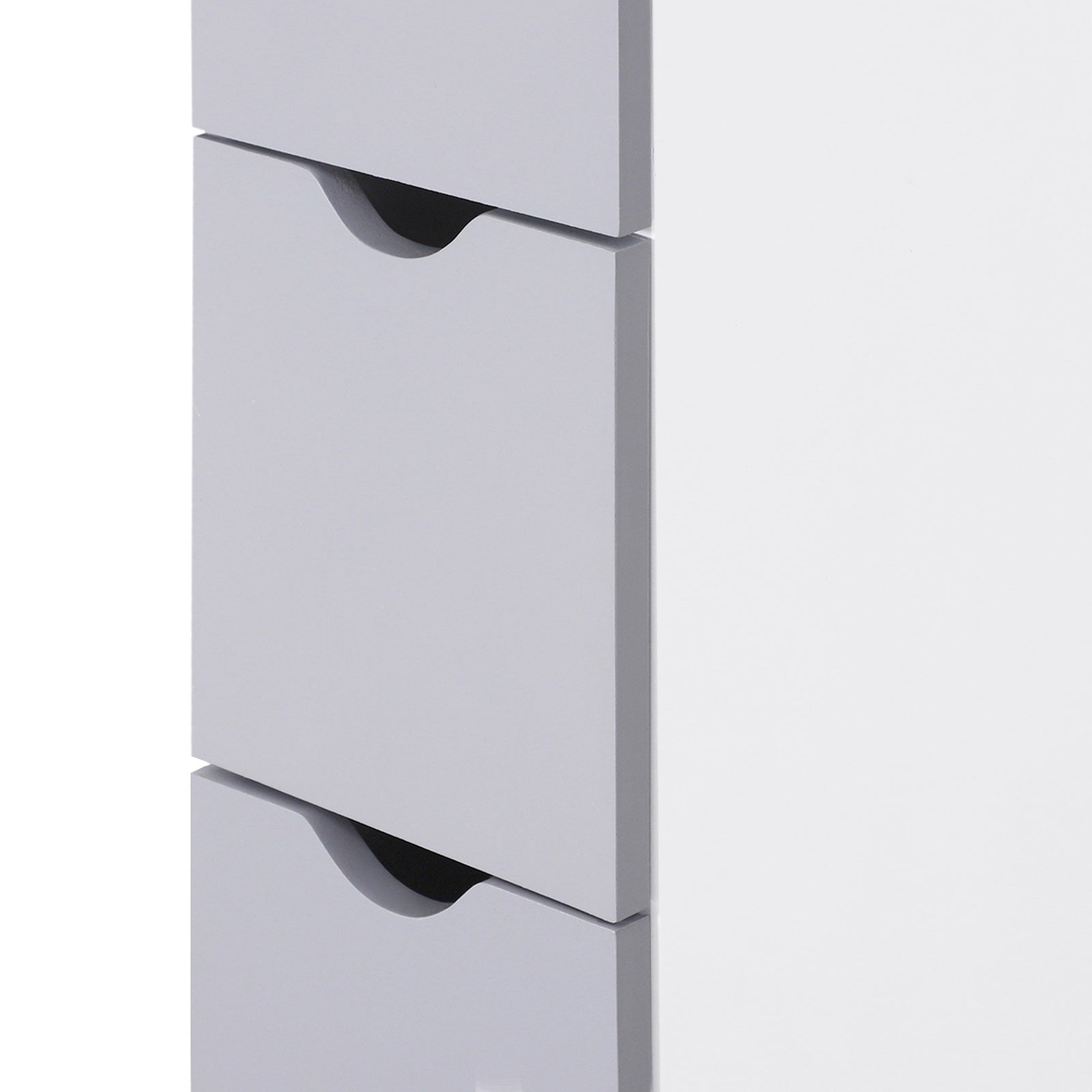 54" Tall Bathroom Storage Cabinet, Freestanding Linen Tower with 2-Tier Shelf and Drawers, Narrow Side Floor Organizer, White