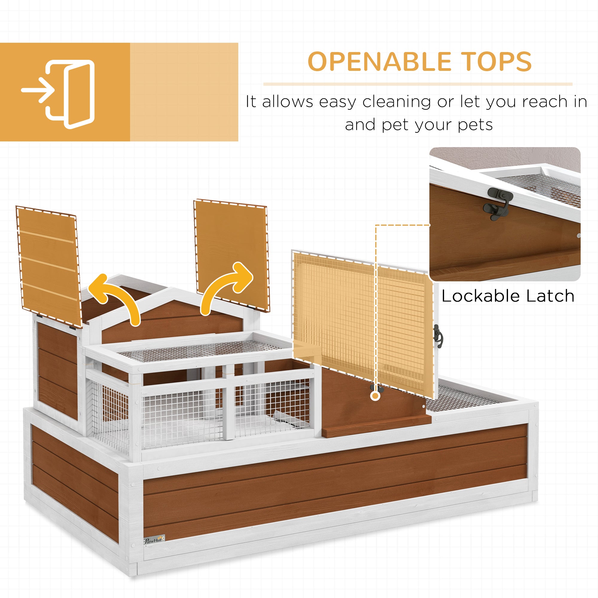 3-Room Tortoise Habitat House w/ Balcony & 2 Stories, 44" x 25.5" x 25", Coffee - Coffee - Image 5
