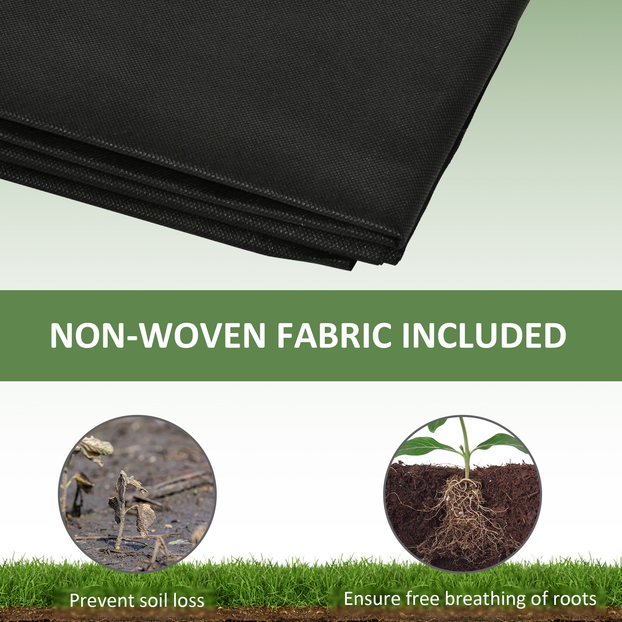 96" x 24" x 10" Wooden Raised Garden Bed with 2 Planter Boxes and Non-woven Fabric Liner for Patio, Natural - Natural wood finish - Image 6