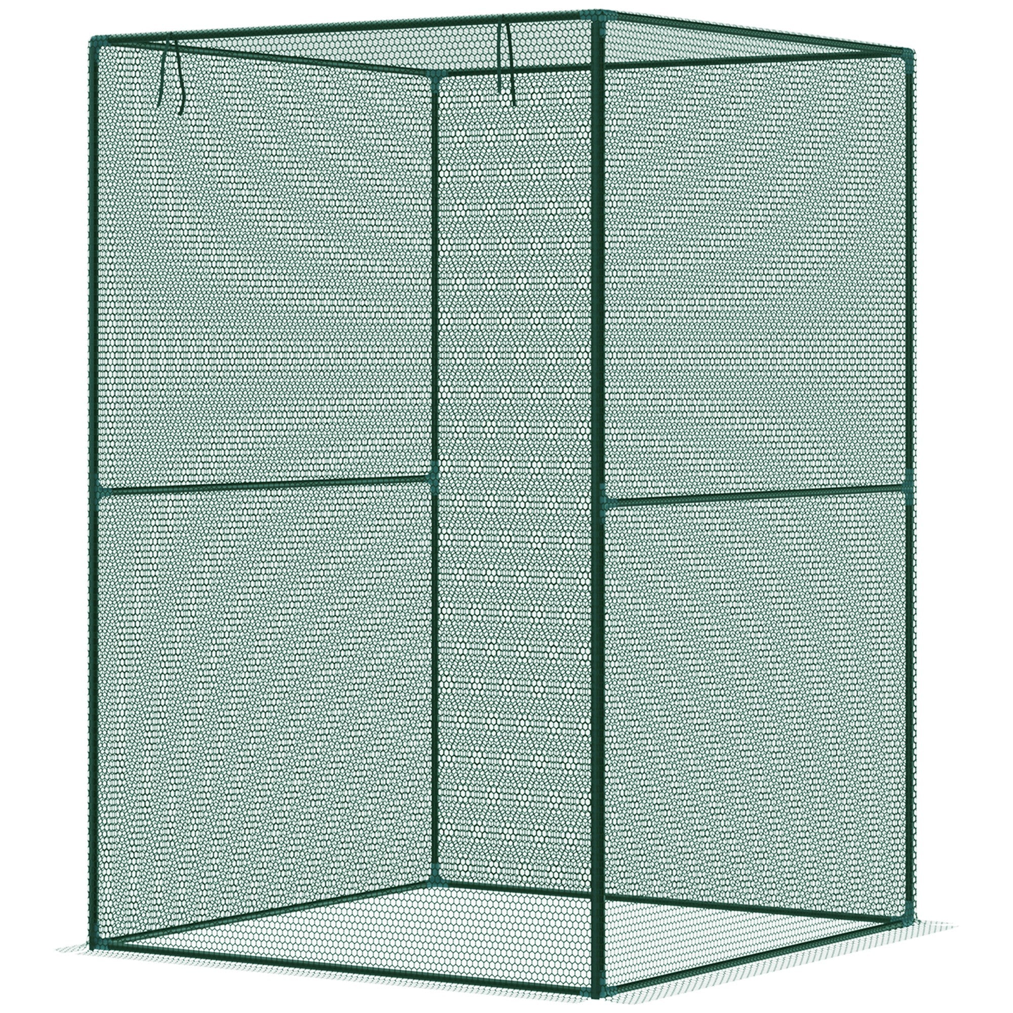 Walk-in Crop Cage, Plant Protectors from Animals with Roll Up Zippered Door, 3.9' x 3.9' x 5.9', Dark Green - Green