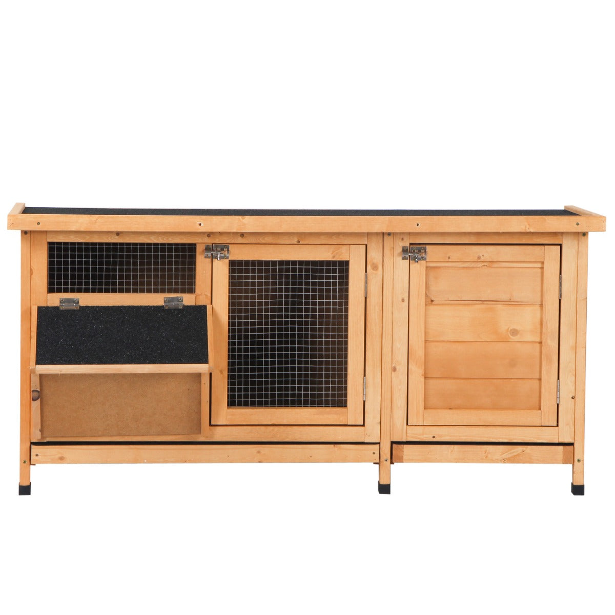 Large Bunny Hutch, Rabbit Cage with 2 Outside Areas and 1 Main House for Small Animals, Yellow - Yellow - Image 8