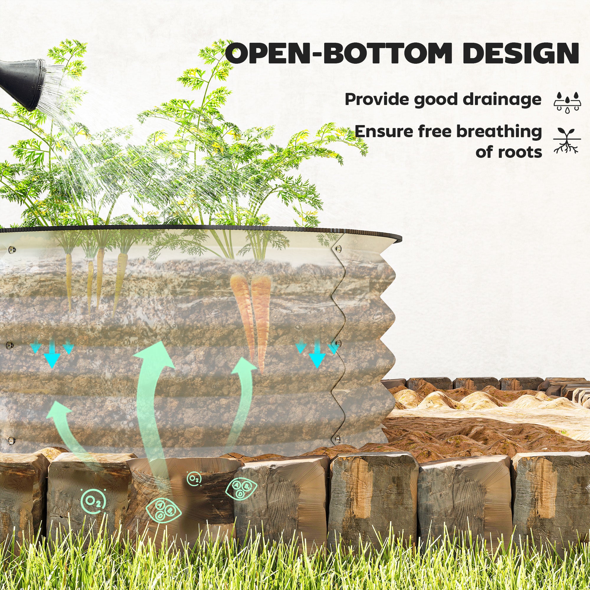 Set of 2 Raised Garden Bed, Metal Planter Box with Safety Edging, Easy-to-assemble Stock Tank, Cream - Cream White - Image 5
