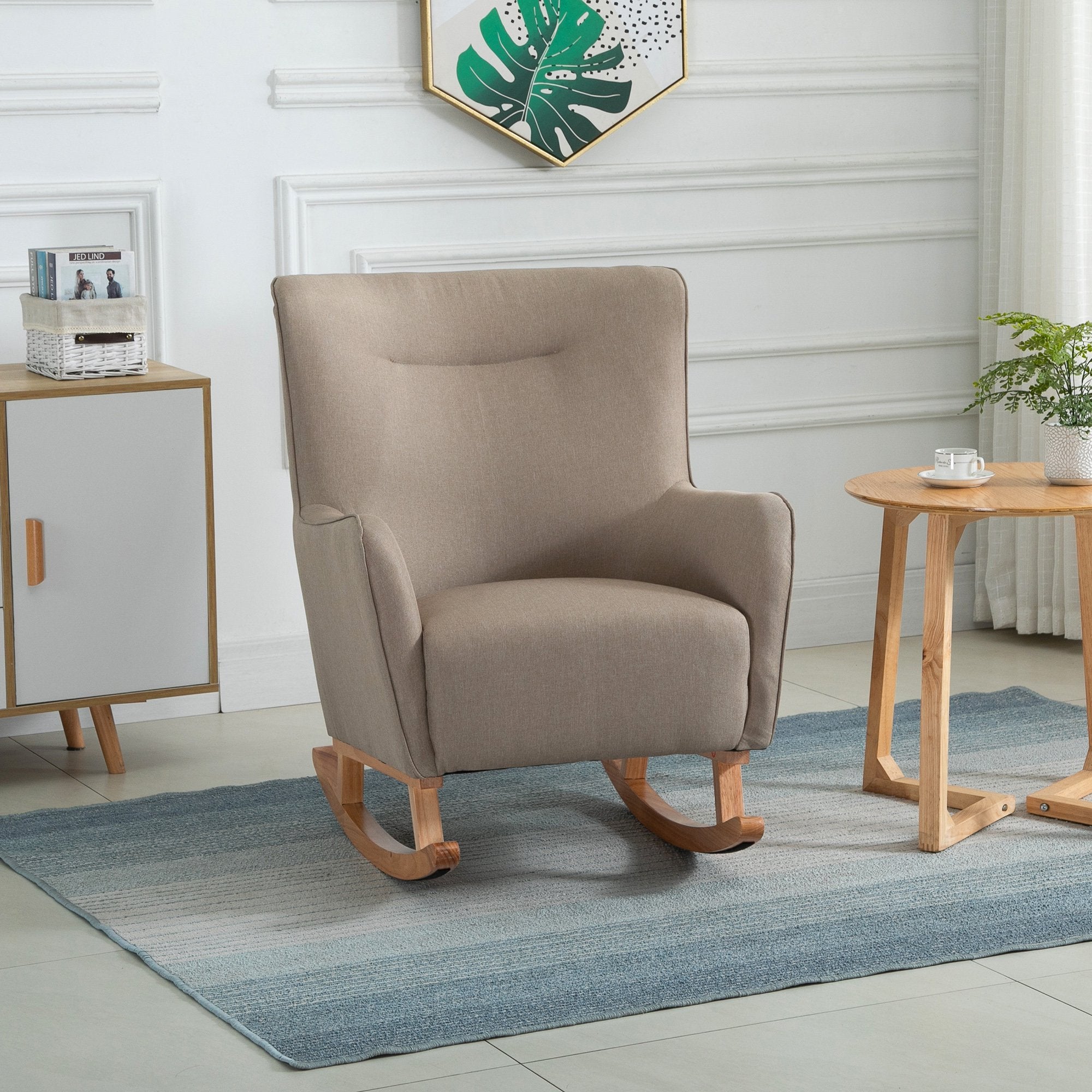 Modern Rocking Chair Sofa Armchair Modern Accent Chair, Greige