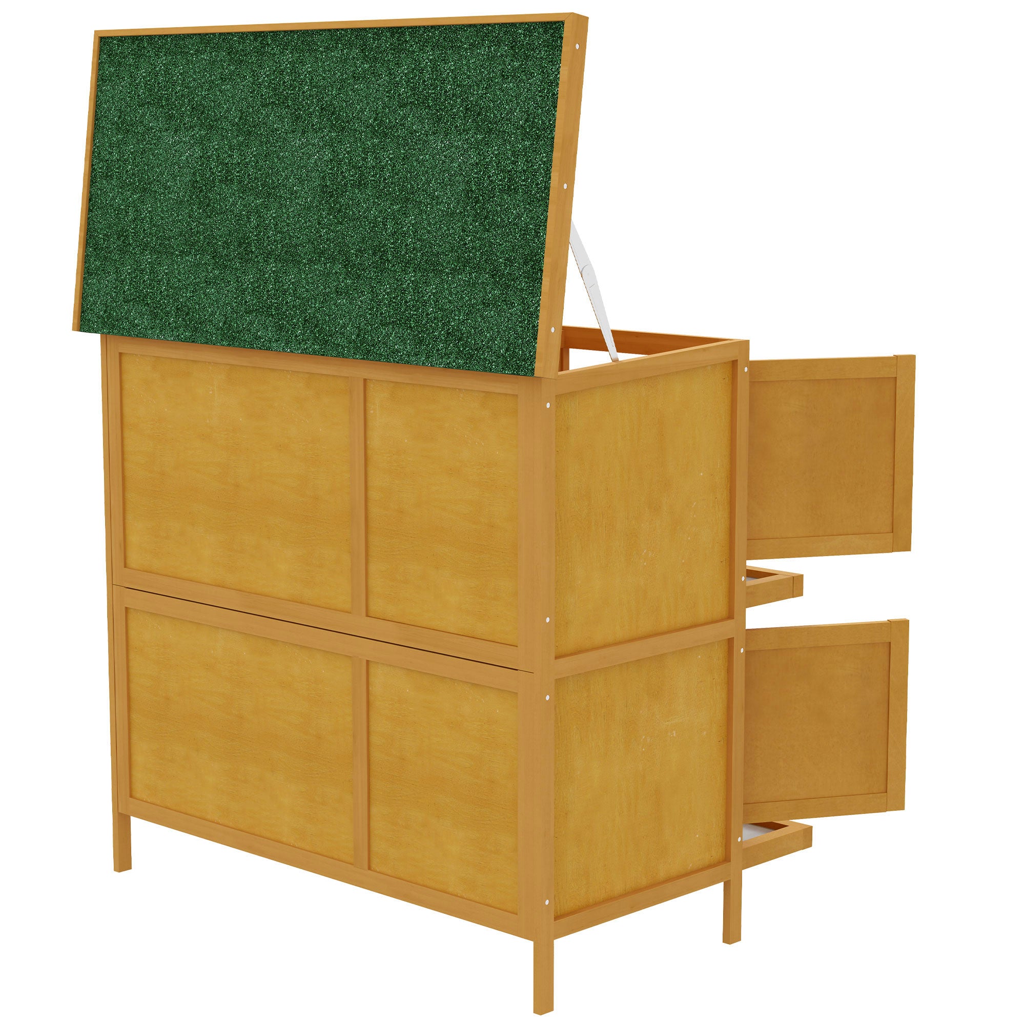 Wooden Bunny Hutch with Ramp, Indoor/Outdoor, Yellow - Yellow - Image 8