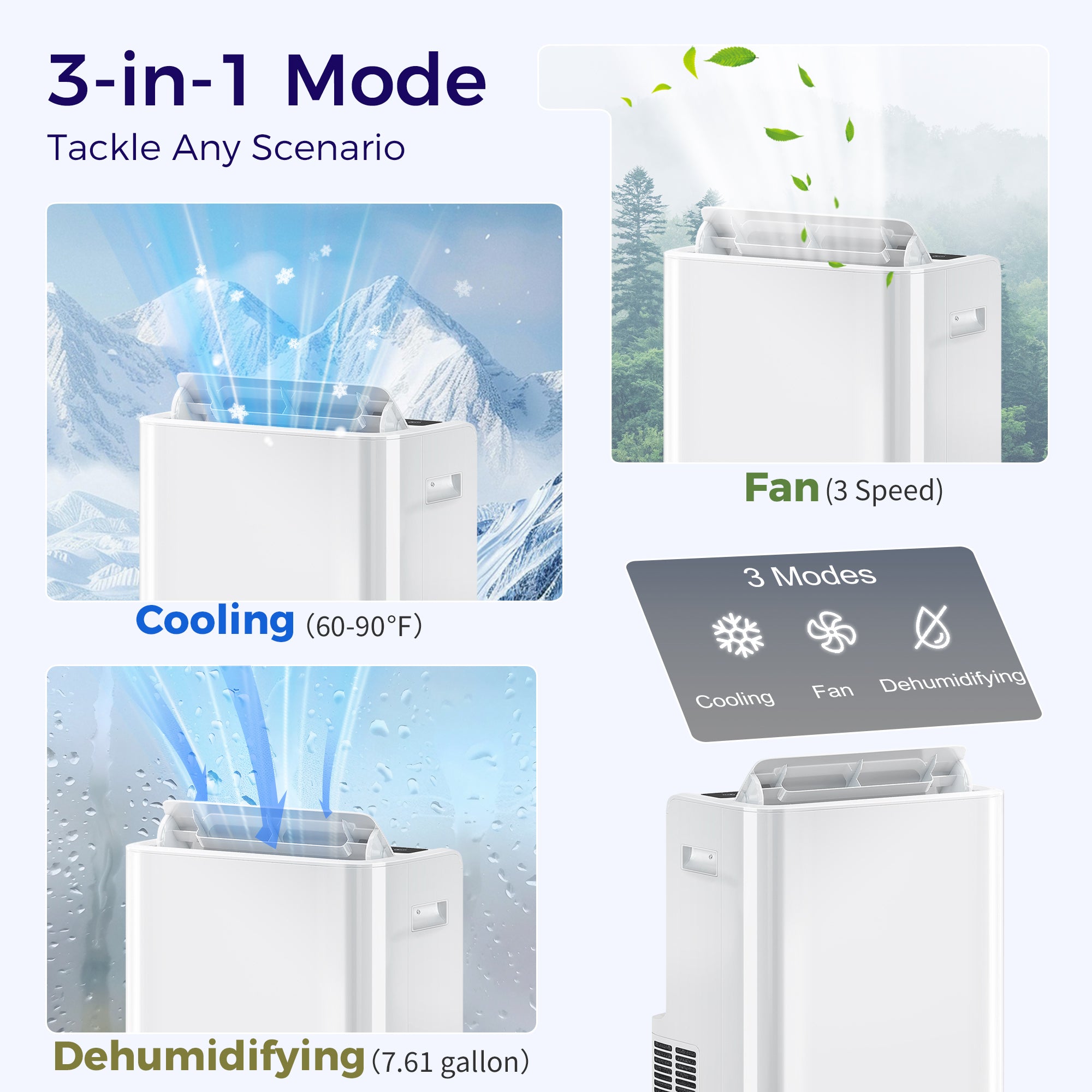 12000 BTU Portable Air Conditioner with Remote Control, Free Standing AC Unit with Built-in Cool, Dehumidifier, Fan Modes for Room Up to 550 Sq.Ft., 24 Hour Timer, Window Installation Kit