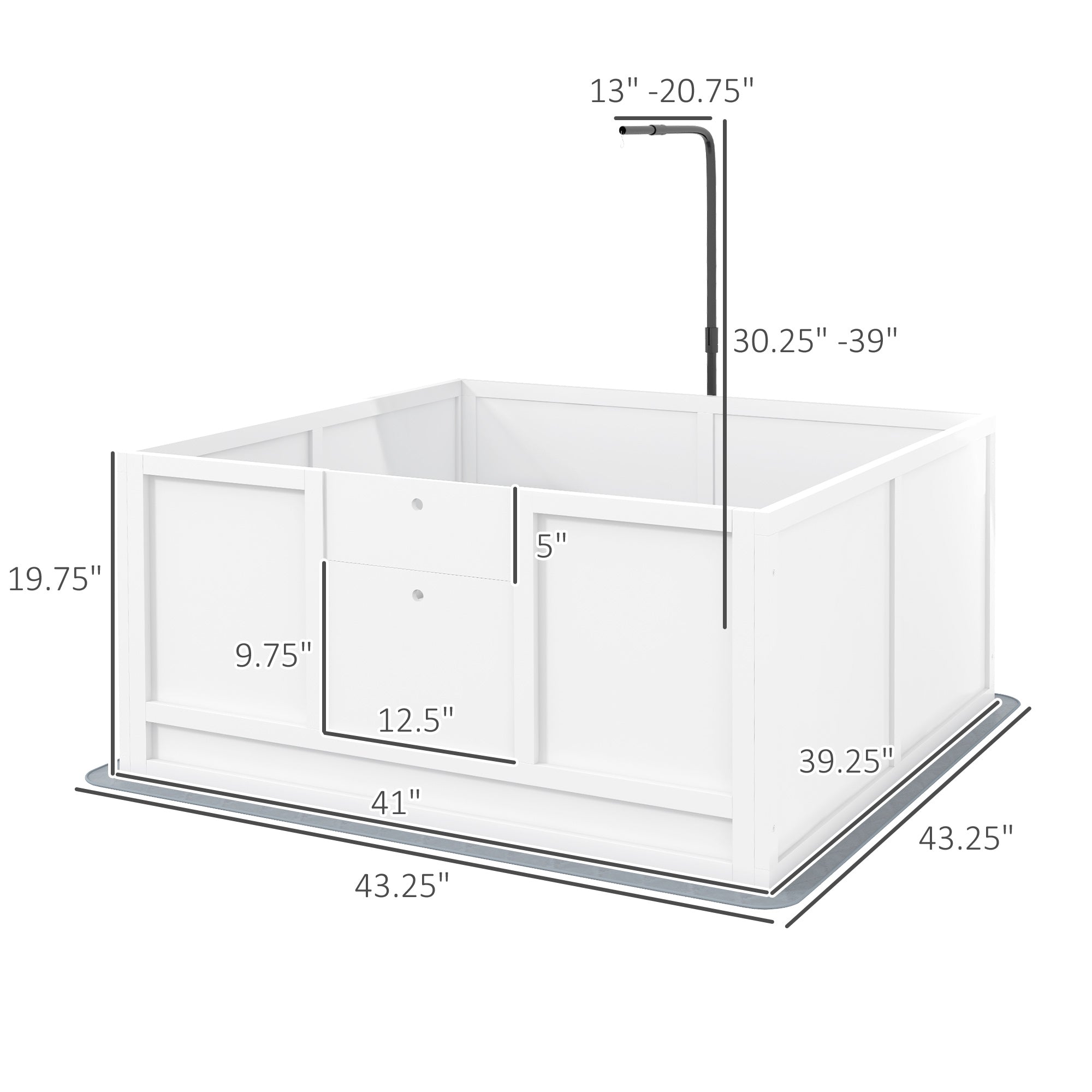 Whelping Box for Puppies with Pee Pad, Pig Rail, Adjustable Door for Small, Medium & Large Breed Dogs Birth, 41" x 39" - White - Image 3