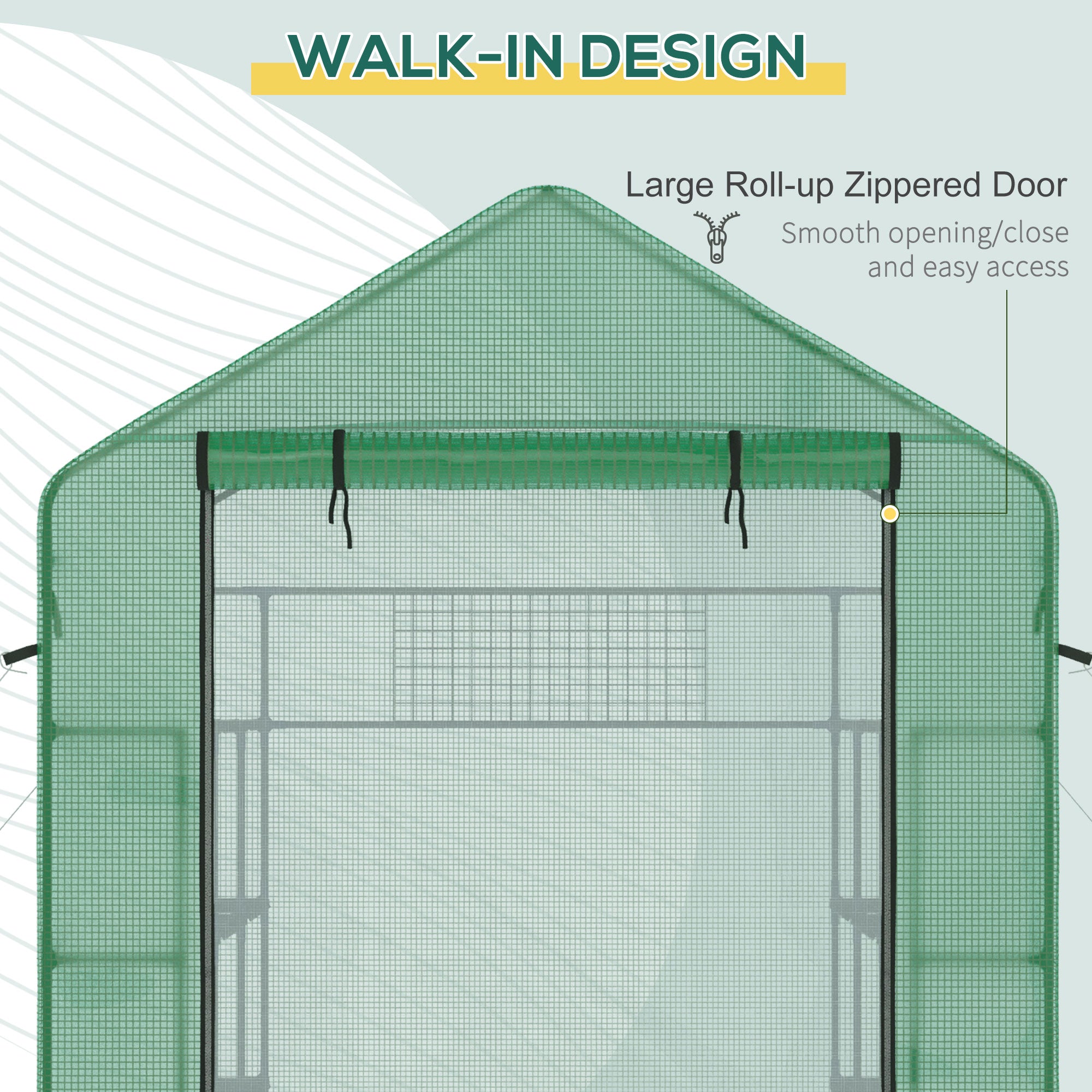 8' x 6' x 7' Temporary Greenhouse for Growing Flowers with Mesh Door & Windows Green - Green - Image 5