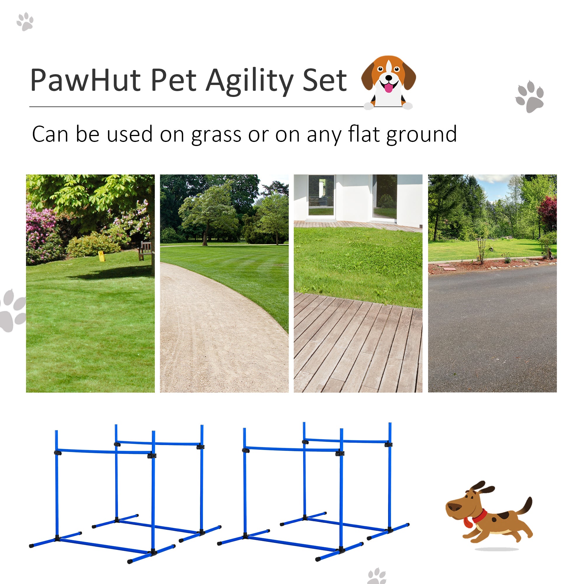 4 Piece Dog Agility Starter Kit with Adjustable Height Jump Bars, Included Carry Bag & Displacing Top Bar - Blue - Blue - Image 4