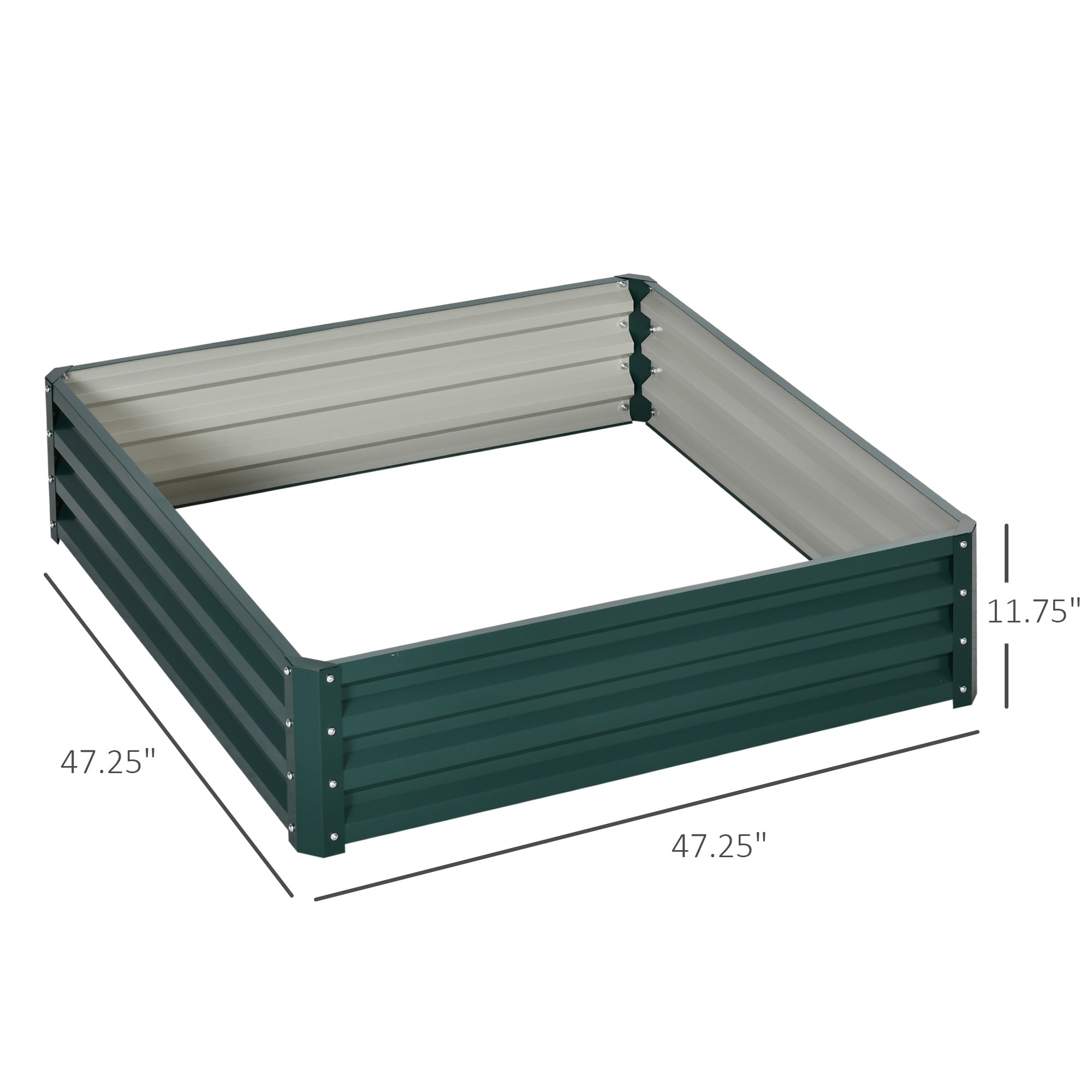Galvanized Raised Garden Bed, 4' x 4' x 1' Metal Planter Box, for Growing Vegetables, Flowers, Herbs, Succulents, Green - Green - Image 3