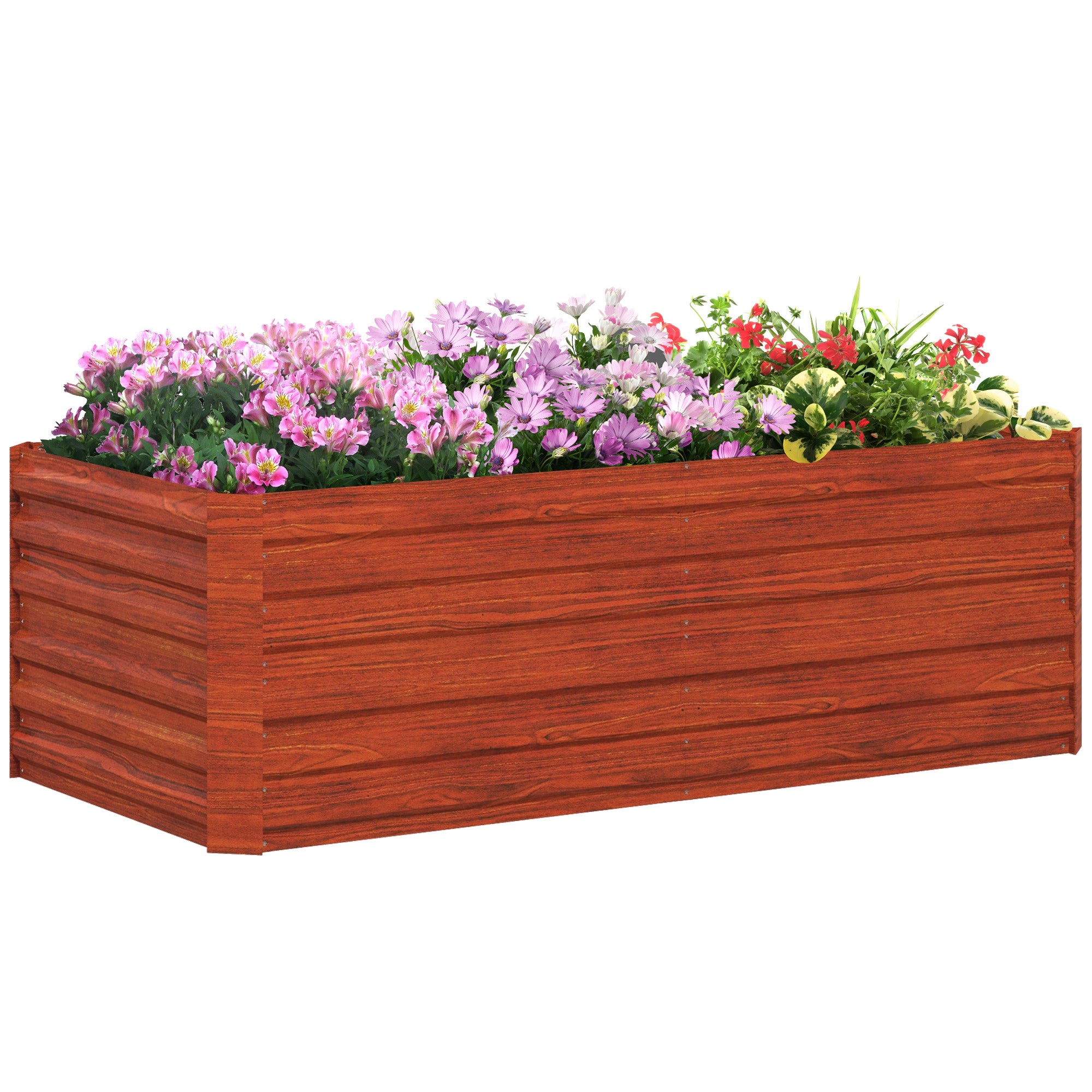 Galvanized Raised Garden Bed, Steel Outdoor Planters with Reinforced Rods, 71" x 36" x 23", Dark Brown - Dark Brown