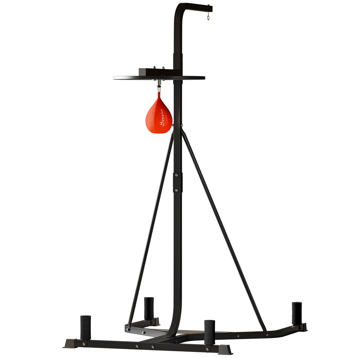 2-in-1 Punching Bag Stand, Adjustable Height Heavy Bag Stand with Weighted Base and Speed Bag for Home, Black