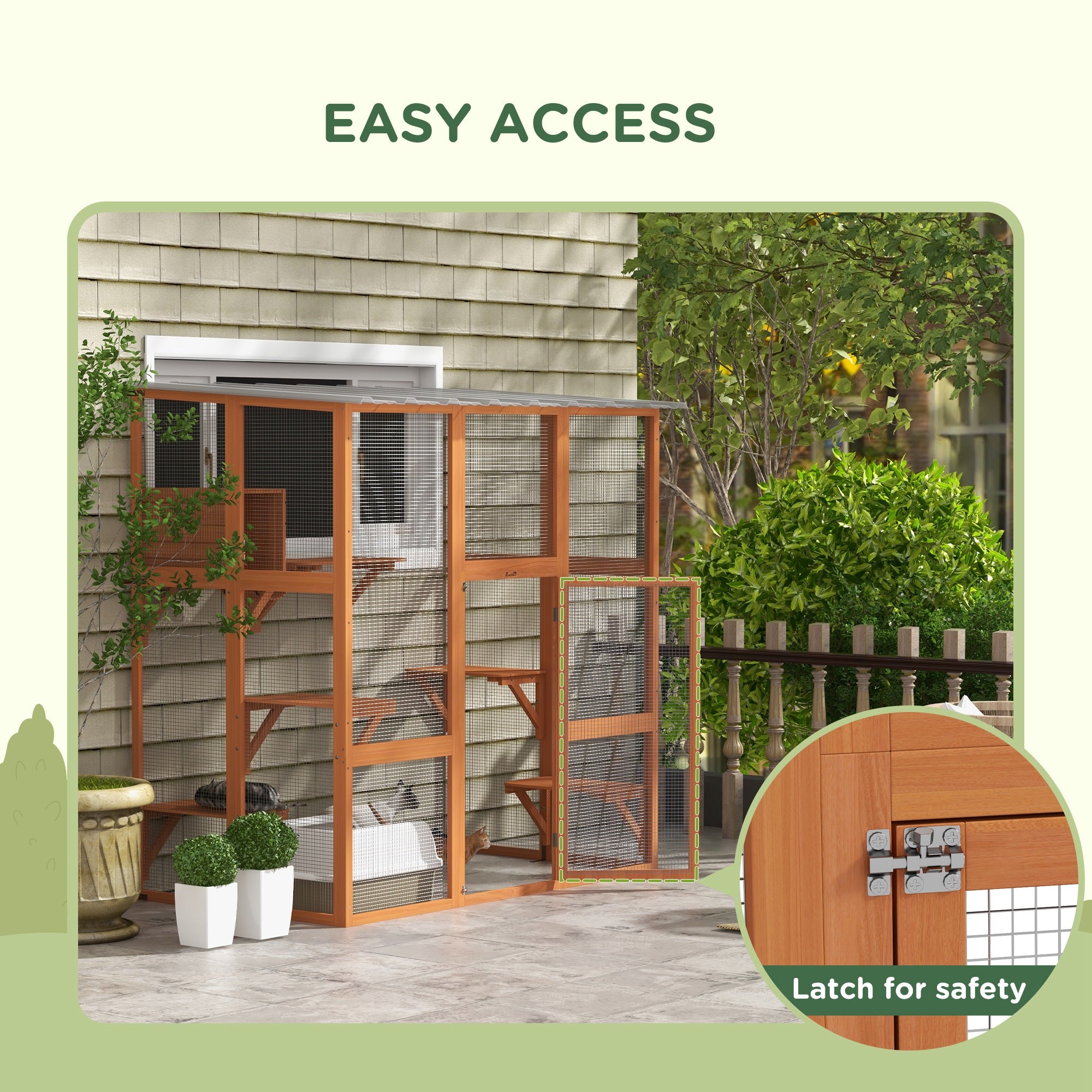 Catio Cat Window Box Outside Enclosure with Bridge Platforms - Orange - Image 7