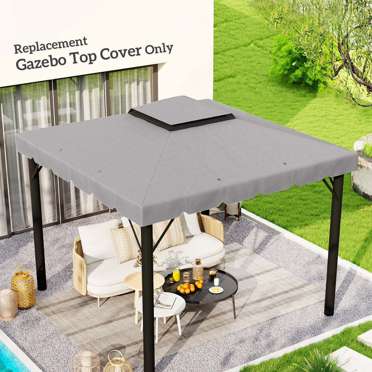 Model 84C-051 or 84C-269 10' x 10' Gazebo Replacement Canopy, Light Gray