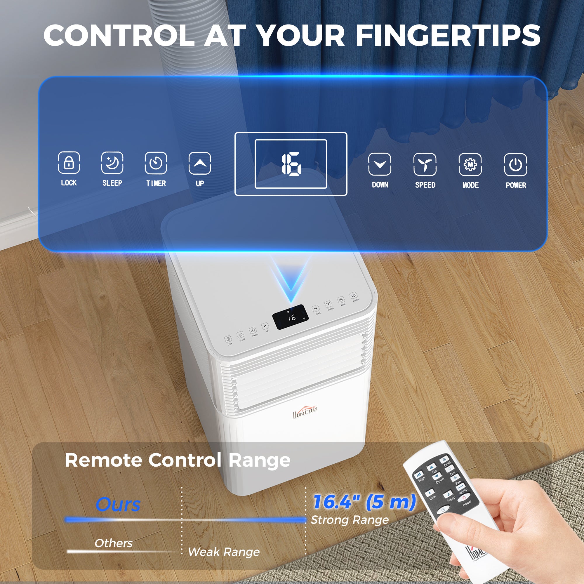 10000 BTU Mobile Air Conditioner for Cooling and Dehumidifying, Remote Control, 24H Timer, LED Display, White