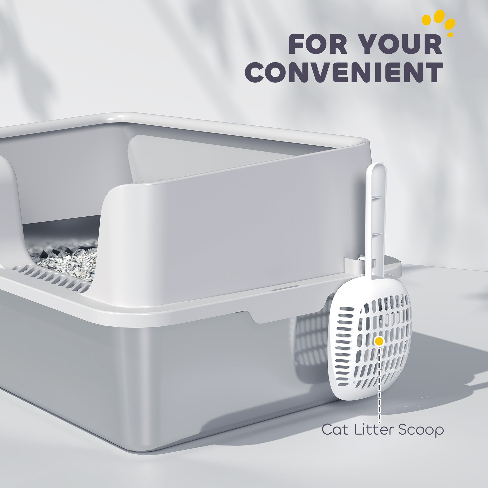 Stainless Steel Litter Box with High Side, Scoop, Easy Cleaning & Anti-Urine Leakage, for Big Cats, Light Gray - Light Gray - Image 7