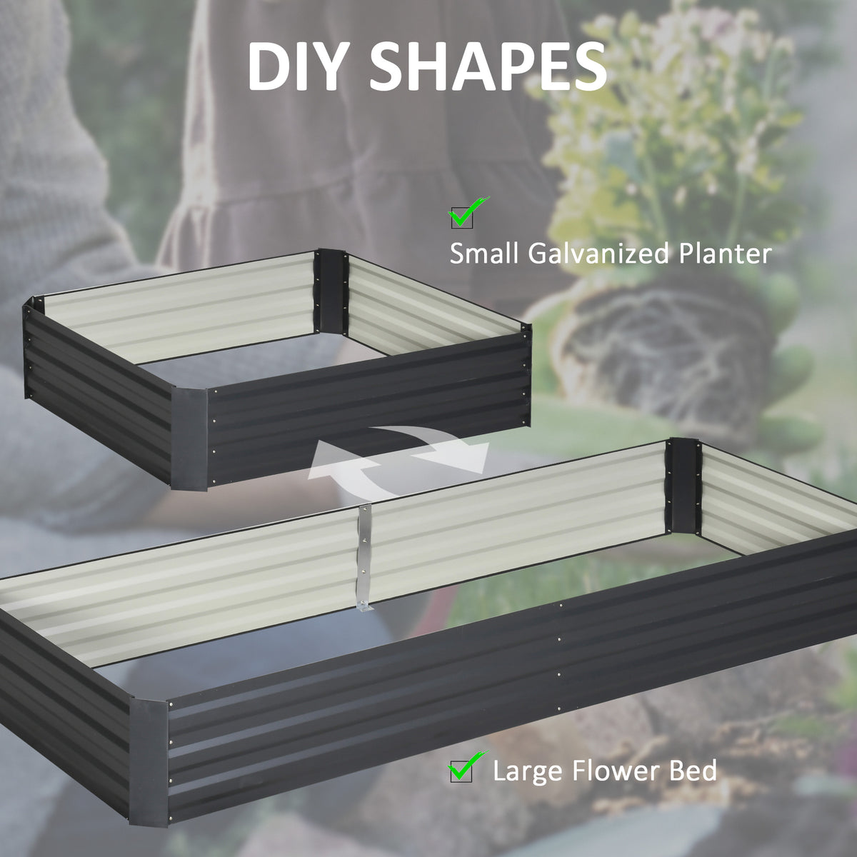 95" x 36" x 12" Galvanized Raised Garden Bed, Easy DIY and Cleaning for Growing Flowers, Herbs, Succulents, Gray - Gray - Image 5