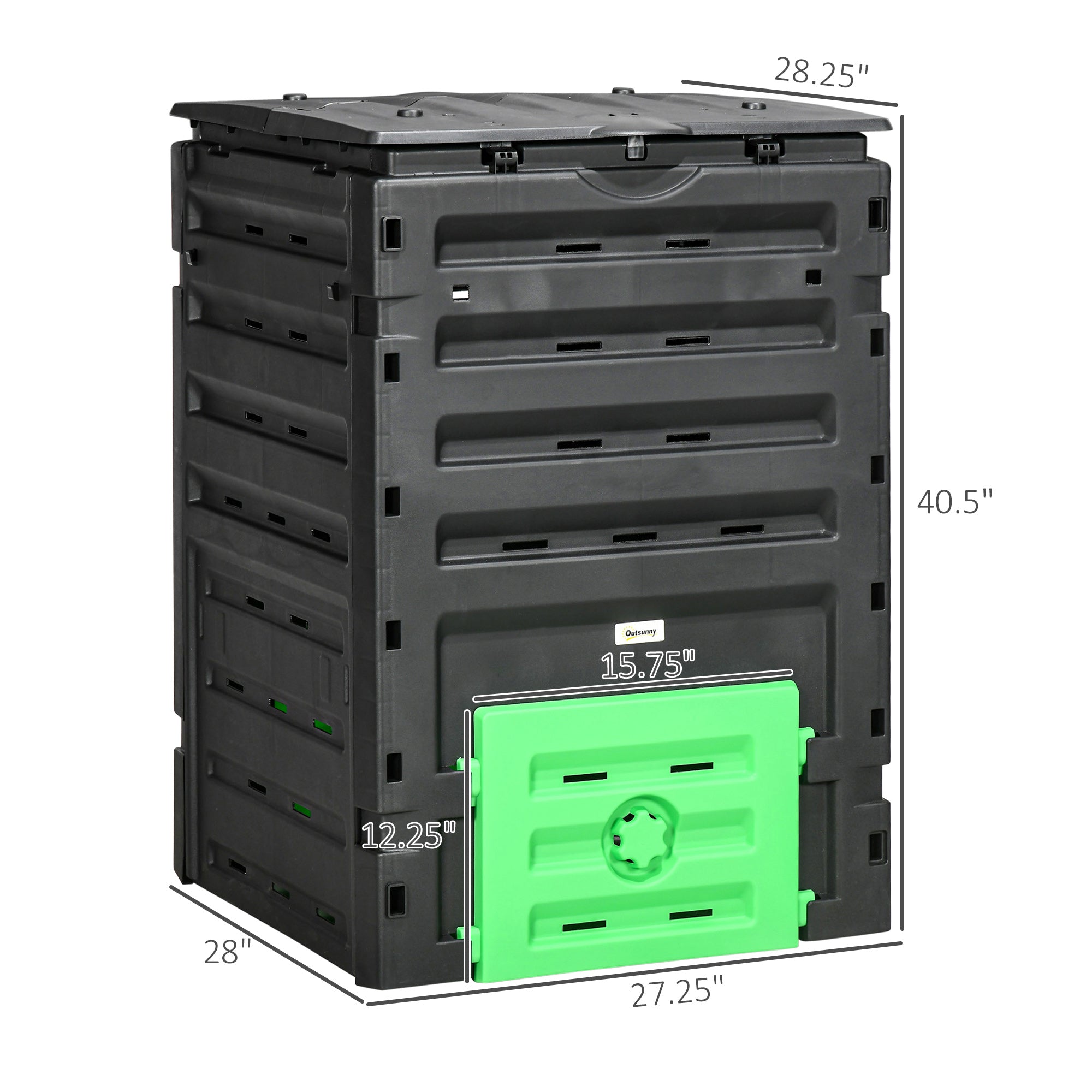 Garden Compost Bin, 120 Gallon (450L) Garden Composter, BPA Free, with 80 Vents and 2 Sliding Doors, Lightweight & Sturdy, Fast Creation of Fertile Soil, Black - Black - Image 3