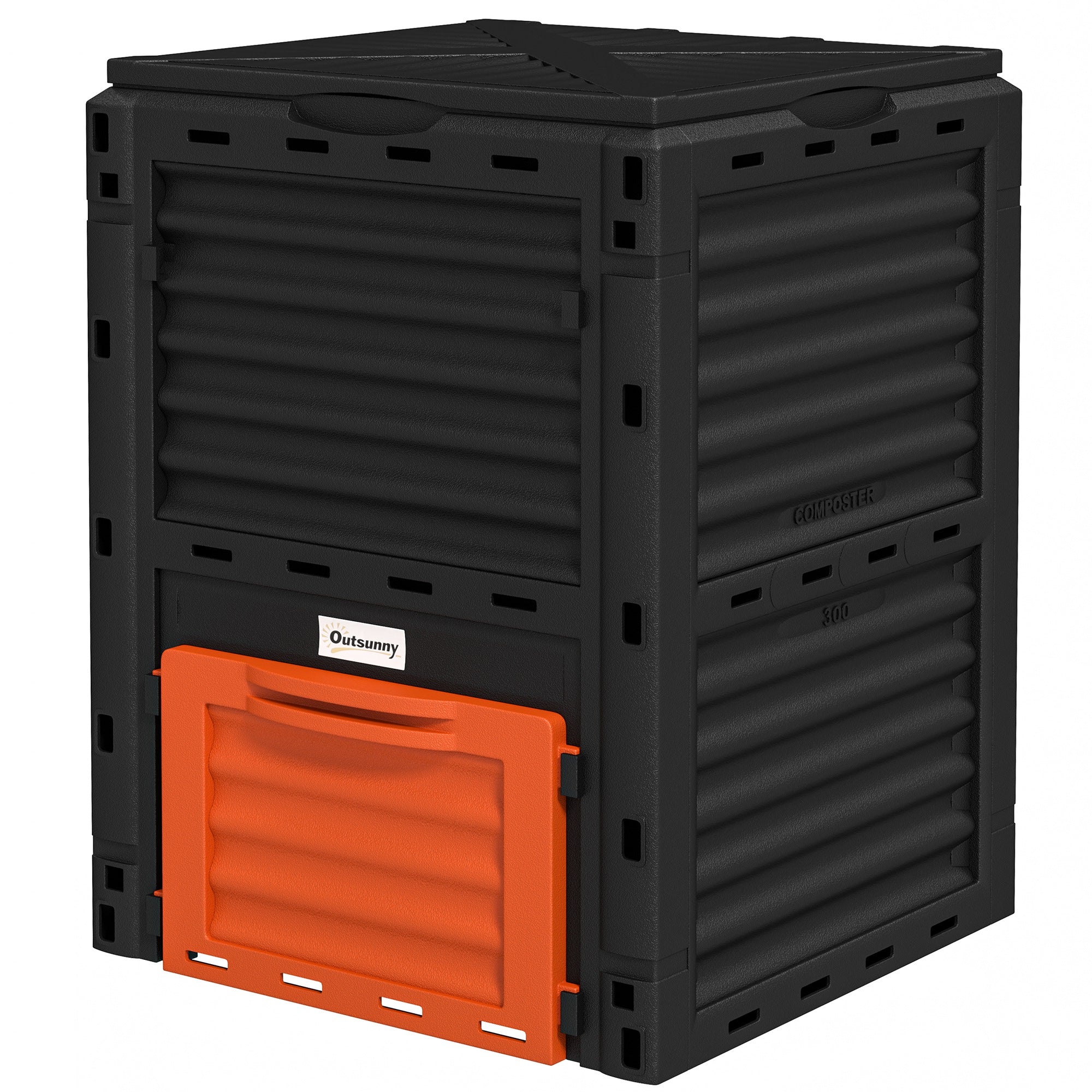 Garden Compost Bin 80 Gallon Outdoor Large Capacity Composter Fast Create Fertile Soil Aerating Box, Orange - Orange