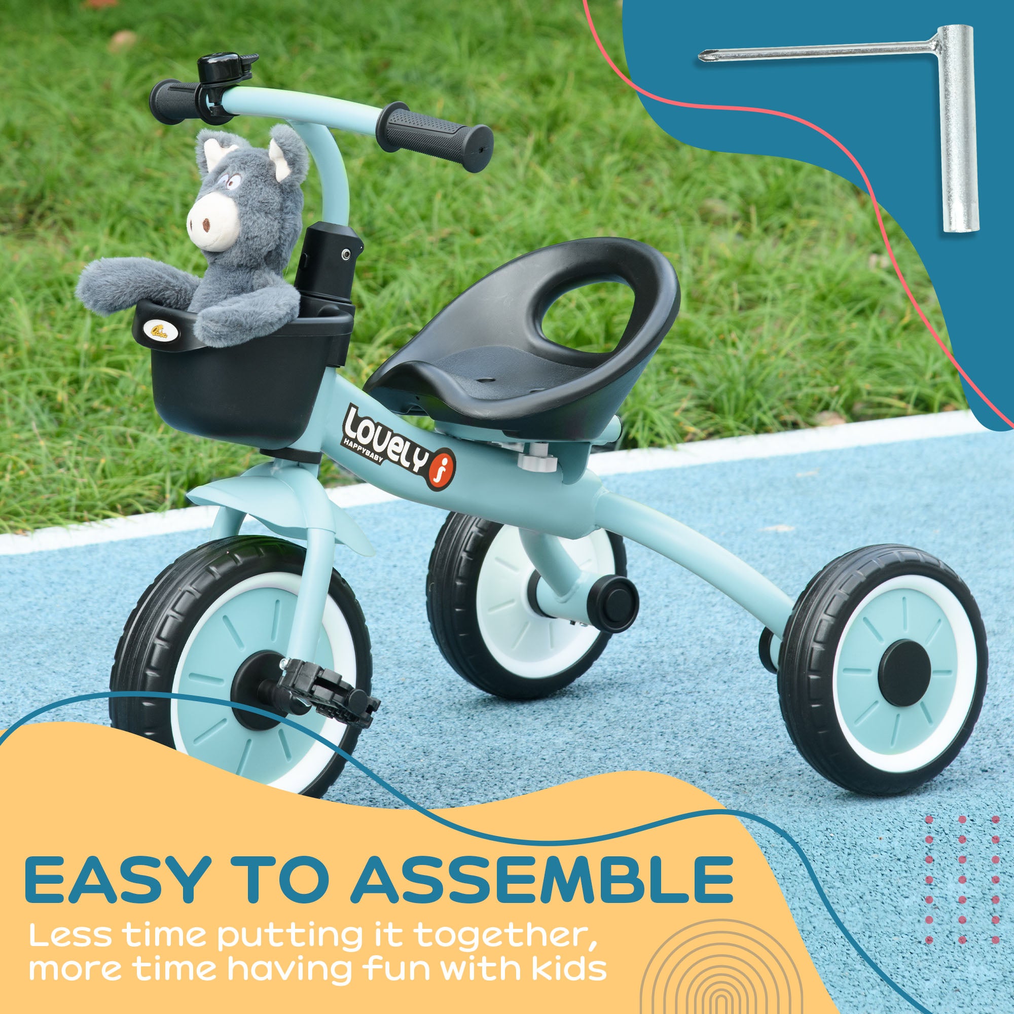 Tricycle for Kids Age 2-5, Toddler Bike for Children, Blue