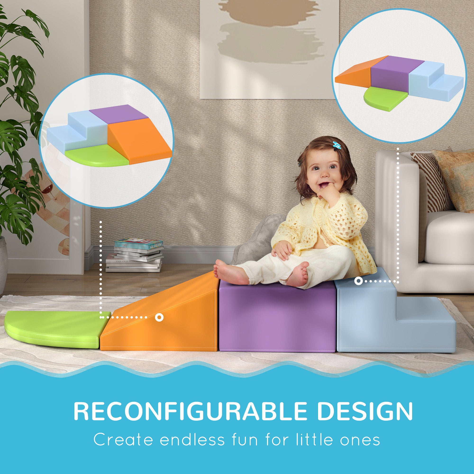 Foam Play Set for Toddlers and Children Crawling or Sliding, Assorted