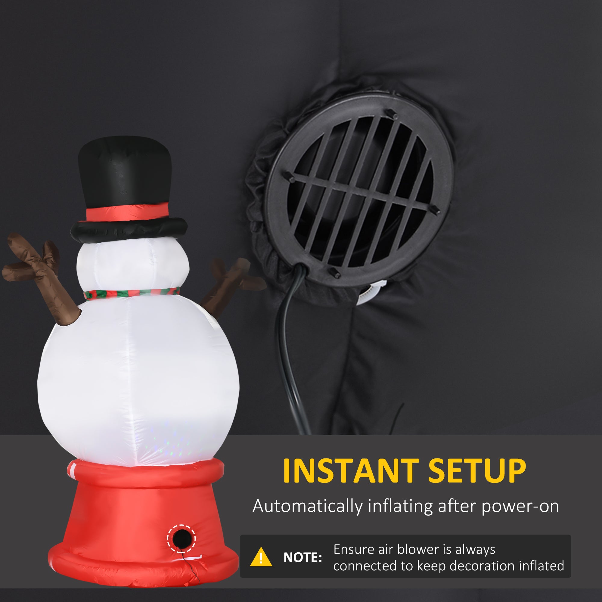 8ft Christmas Inflatables Outdoor Decorations Snowman with Rotating Colorful Light, Blow-Up LED Yard Display Christmas Decor for Lawn Garden