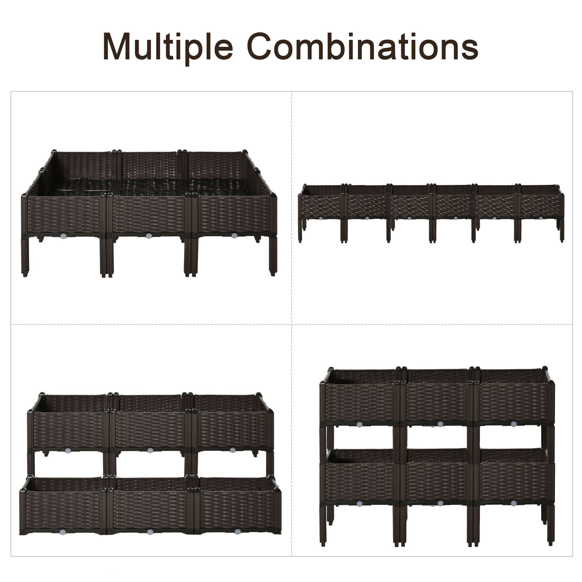 6 Piece Raised Garden Bed with Legs, Planter Box Raised Bed to Grow Flowers, Herbs & Vegetables, Brown - Brown - Image 6