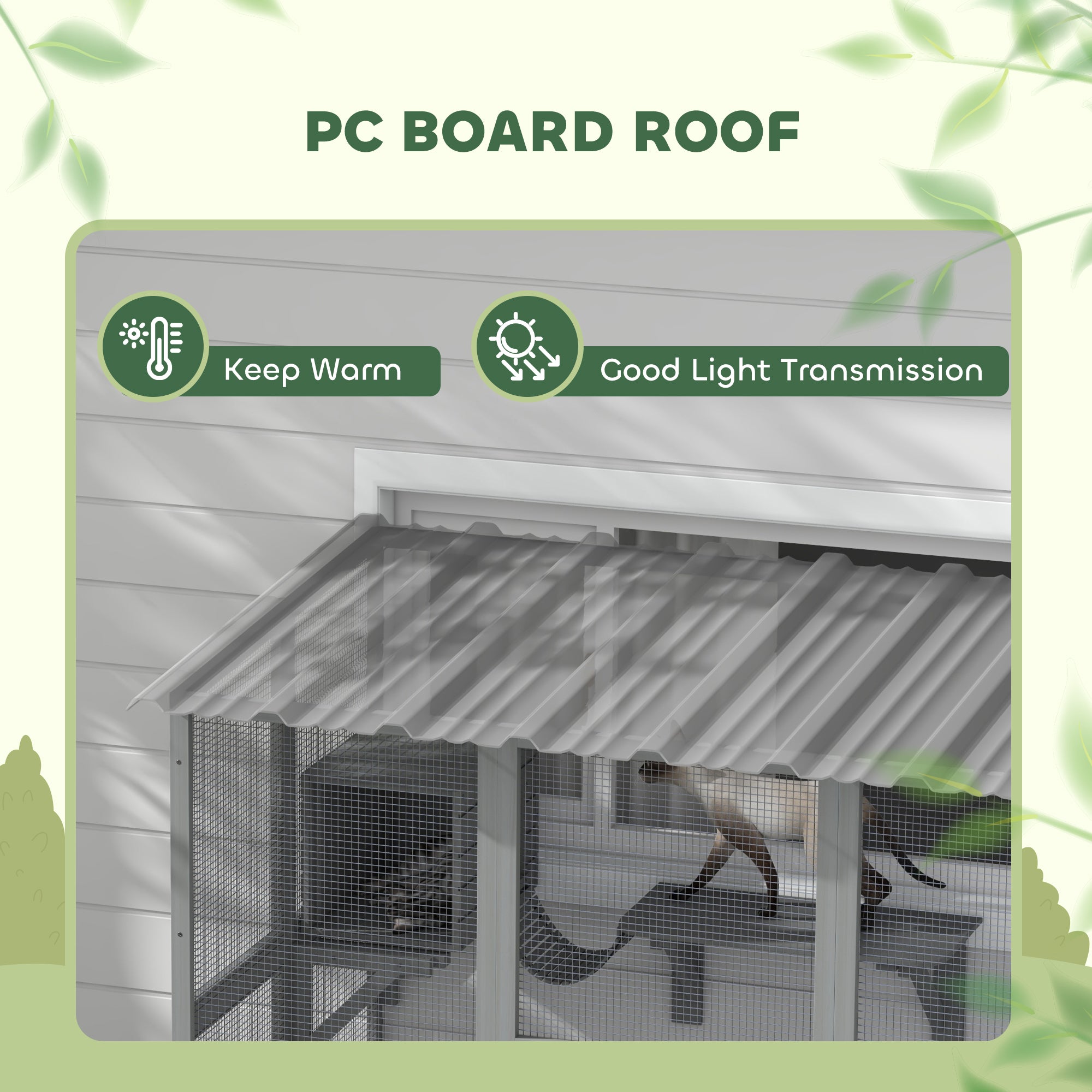 Catio Outdoor Cat Enclosure, Window Box Wooden Cat House with Bridge Platforms, Gray - Gray - Image 6