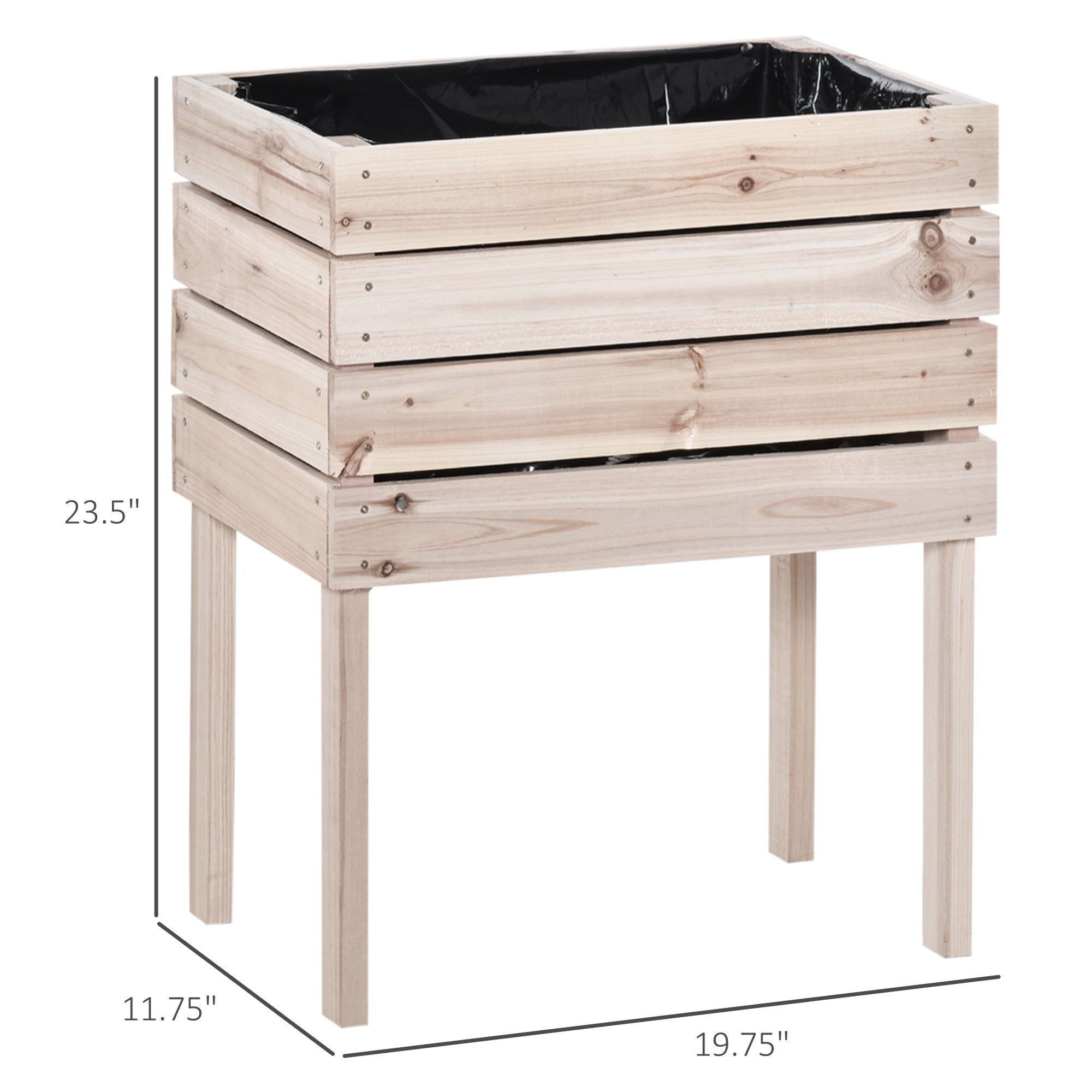 4PCS Raised Garden Bed With Legs, Wooden Elevated Planter Box Kit with Bed Liner, DIY Shape, for Flowers Vegetables Backyard Patio Balcony, 110lb Capacity - Natural Wood - Image 3