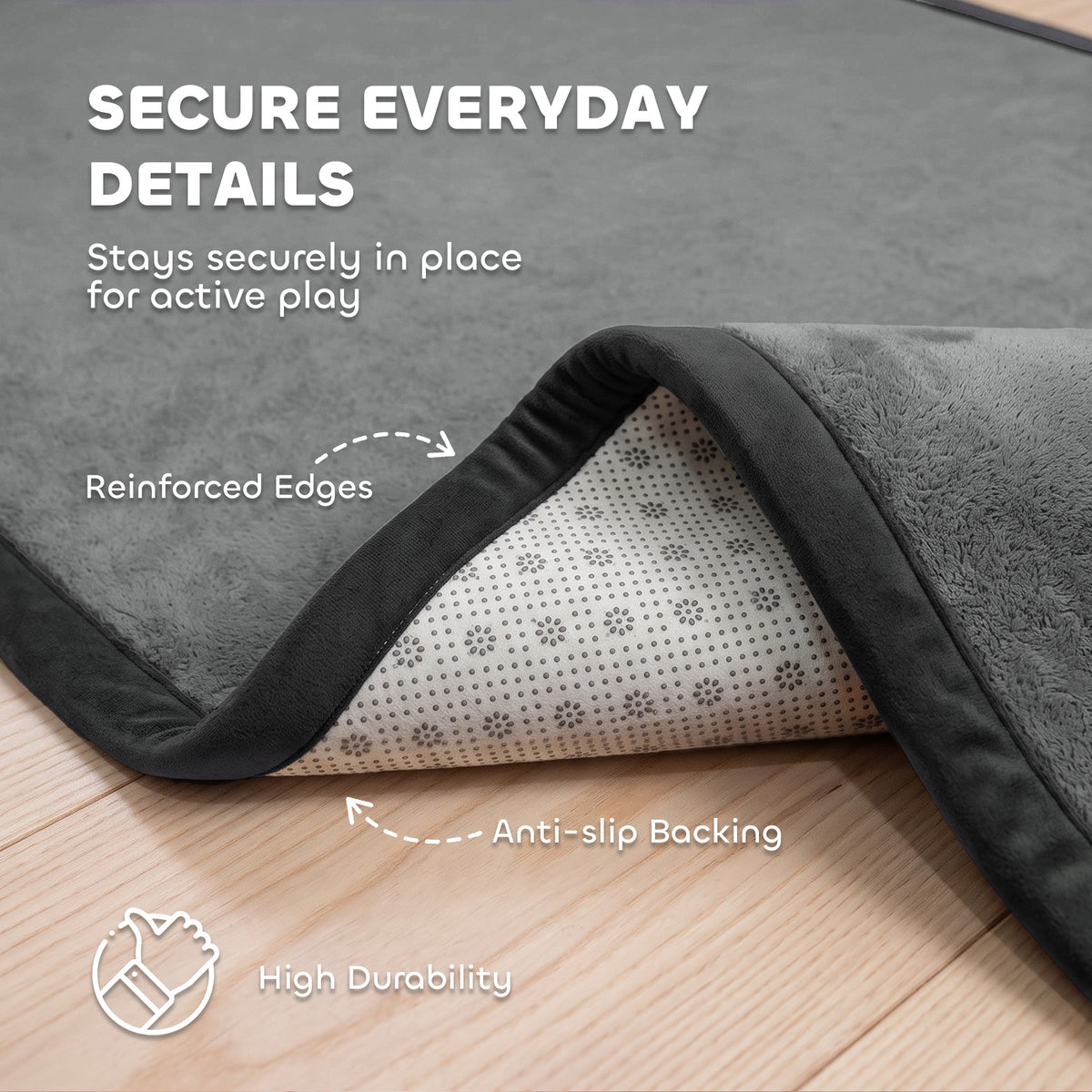 1.2" Thick Baby Play Mat, 110" x 79" Playpen Mat, Non-Slip, Water-Resistant, Soft Flannel for Crawling, Dark Gray