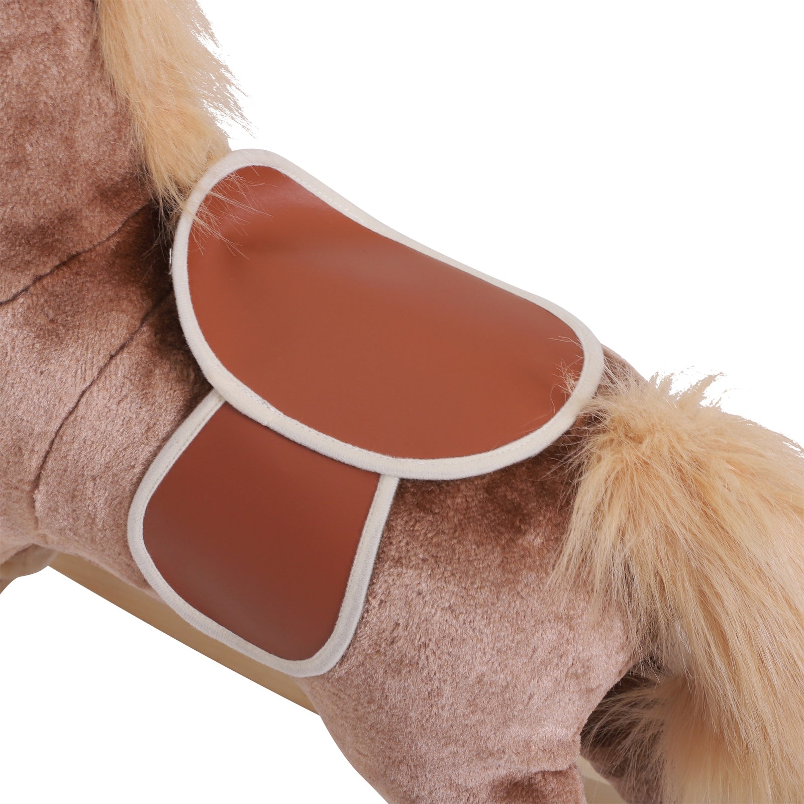 Kids Rocking Horse Plush Toddler Rocker Wooden Base Ride On Toy