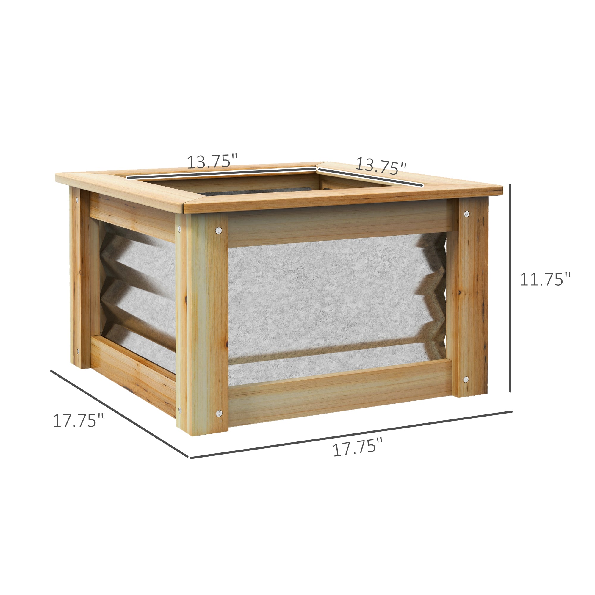 Raised Garden Beds Set of 2, Metal and Wood Combined Planter Box, for Growing Flowers, Herbs and Vegetables - Natural, Silver - Image 3