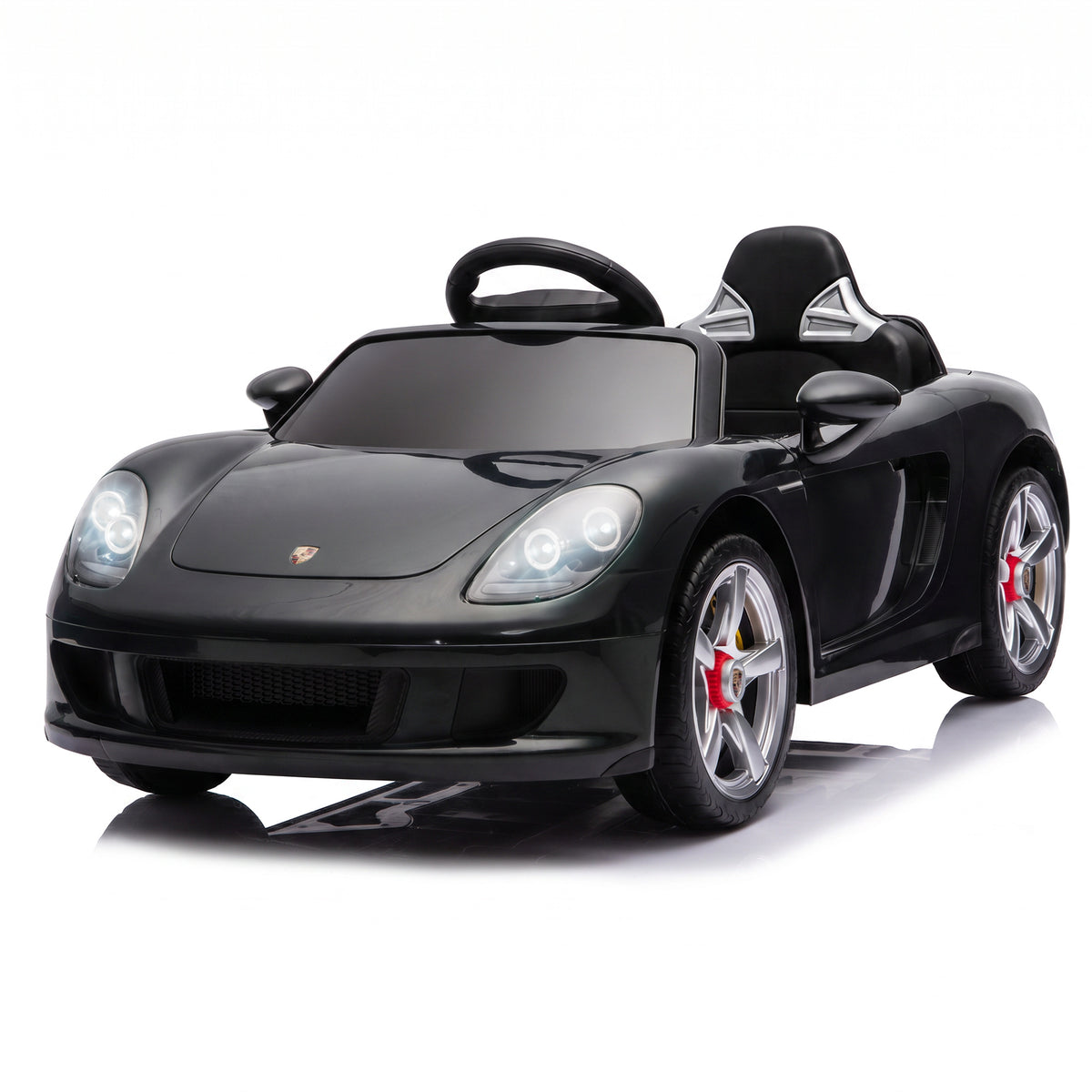 12V Kids Ride On Car, Licensed Porsche Carrera GT with Remote, Rear Suspension, Smooth Start for Ages 3-6, Black