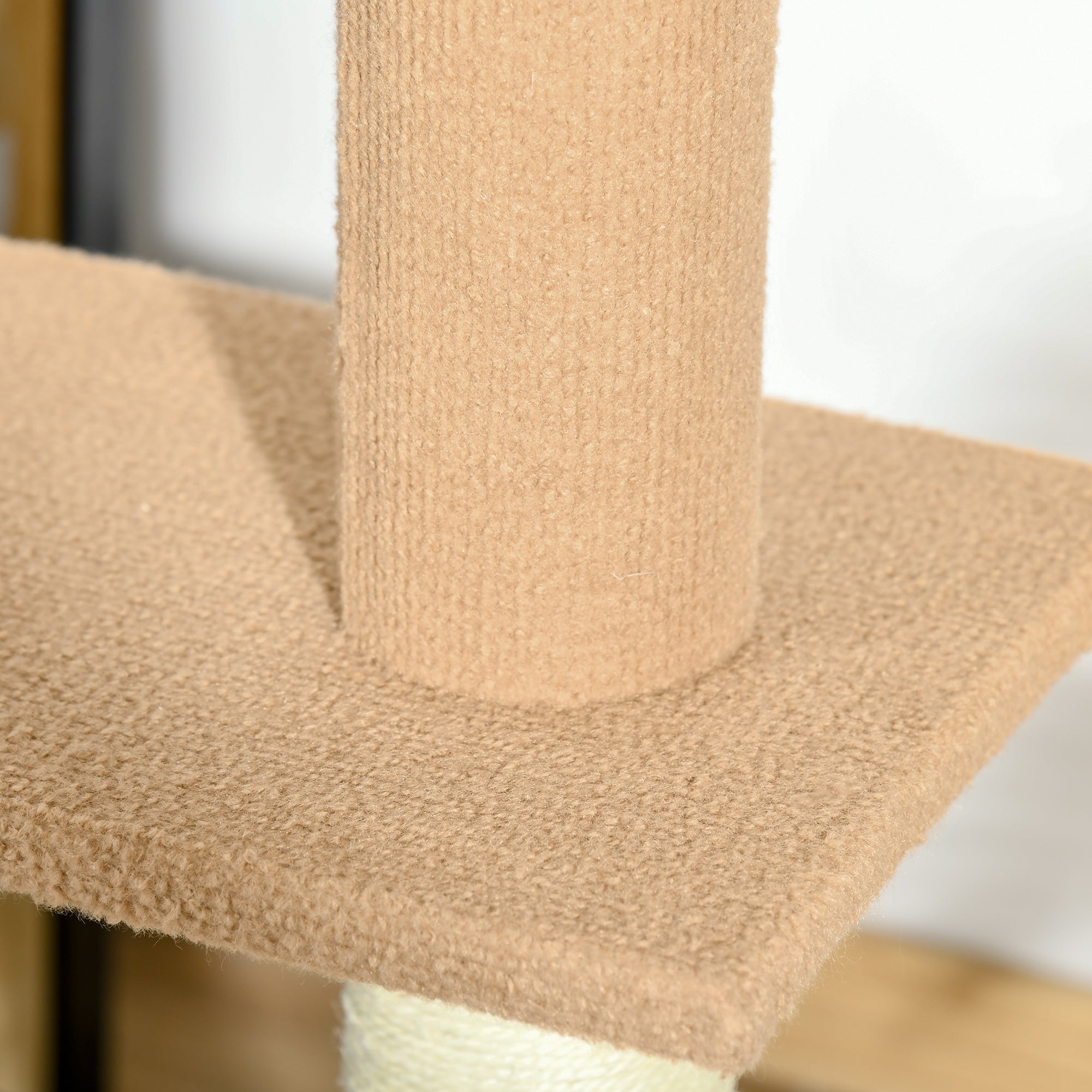 Floor-to-Ceiling Cat Tree Cat Climbing Tower with Sisal-Covered Scratching Posts Natural Cat Tree Activity Center for Kittens Cat Tower Furniture, Light brown - Brown - Image 8