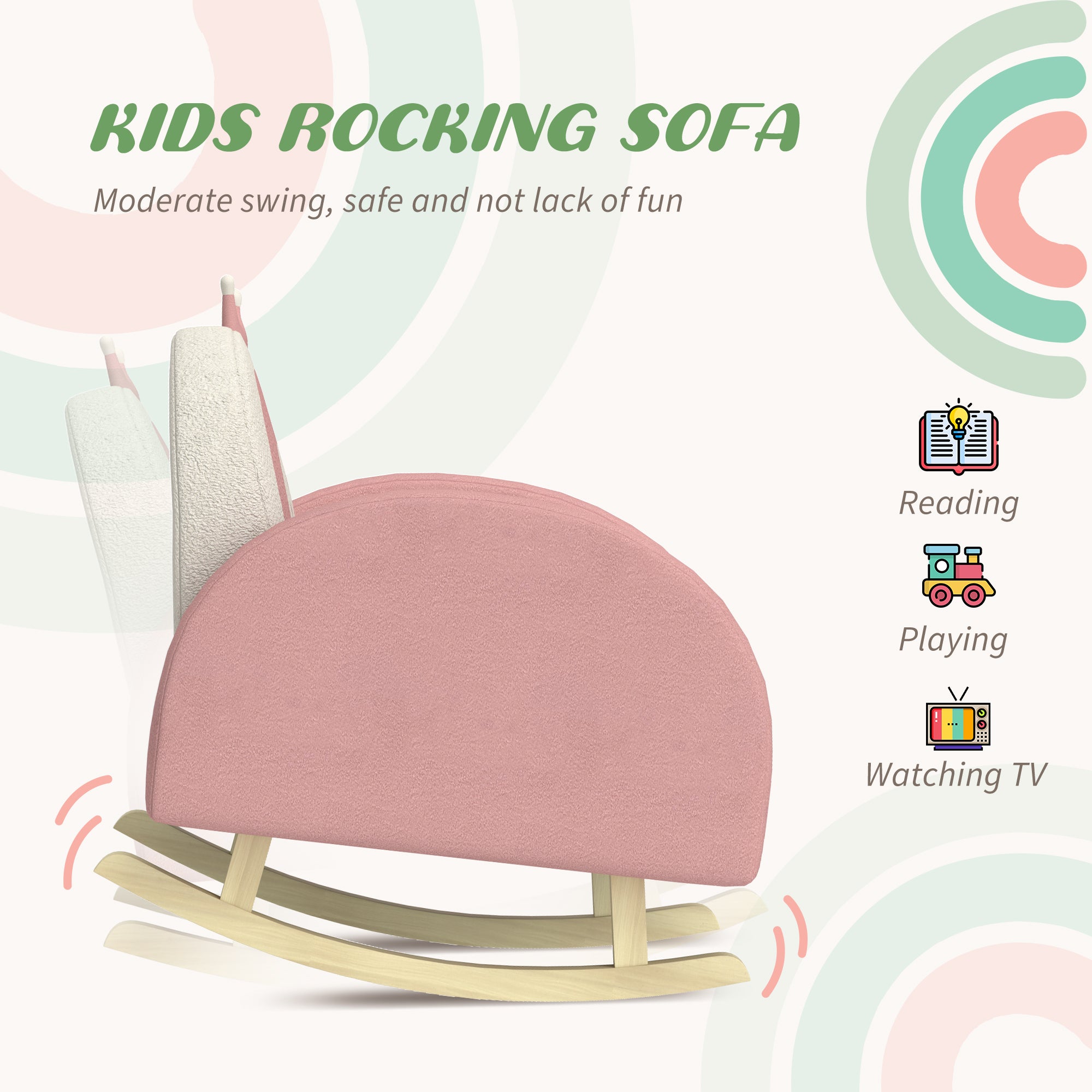 Kids Rocking Chair, Princess Crown Toddler Chair, Children's Armchair Rocker for Bedroom, Playroom, Pink