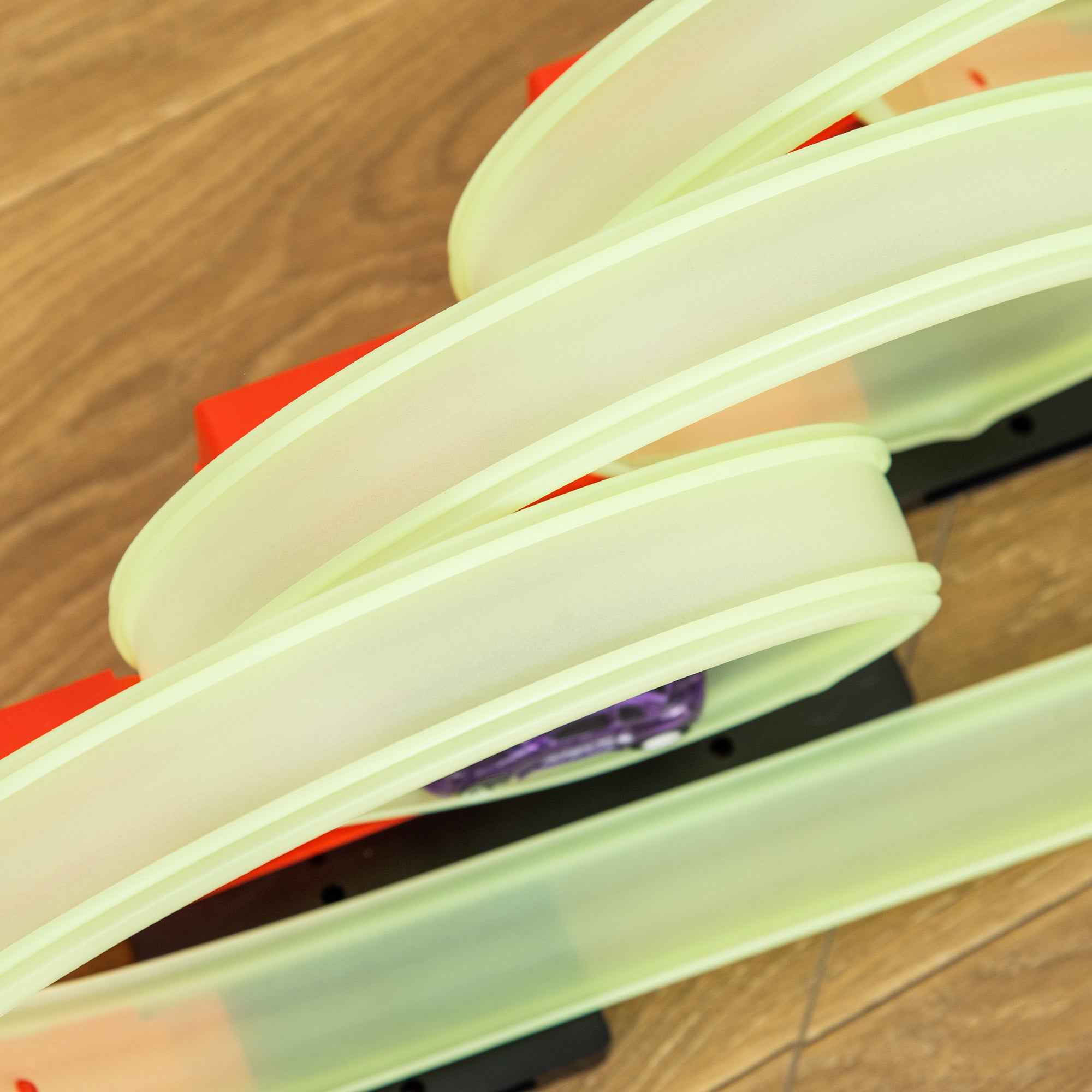 Track Builder Loop Kit Criss-Cross Glowing Race Track Toy Set Spooky Spider Fun Starter Kit, with Pull-back Car for Kids 3-6 years old, Lime Green